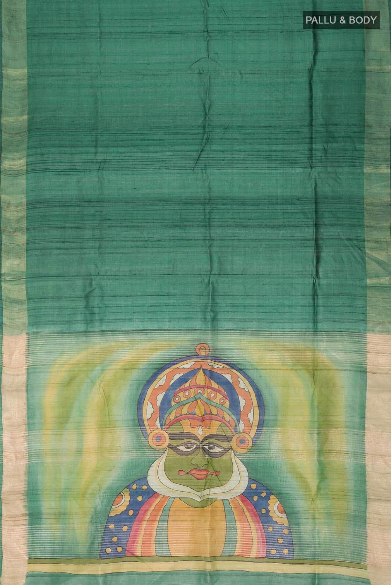 Green Bhagalpuri Tussar Silk Saree