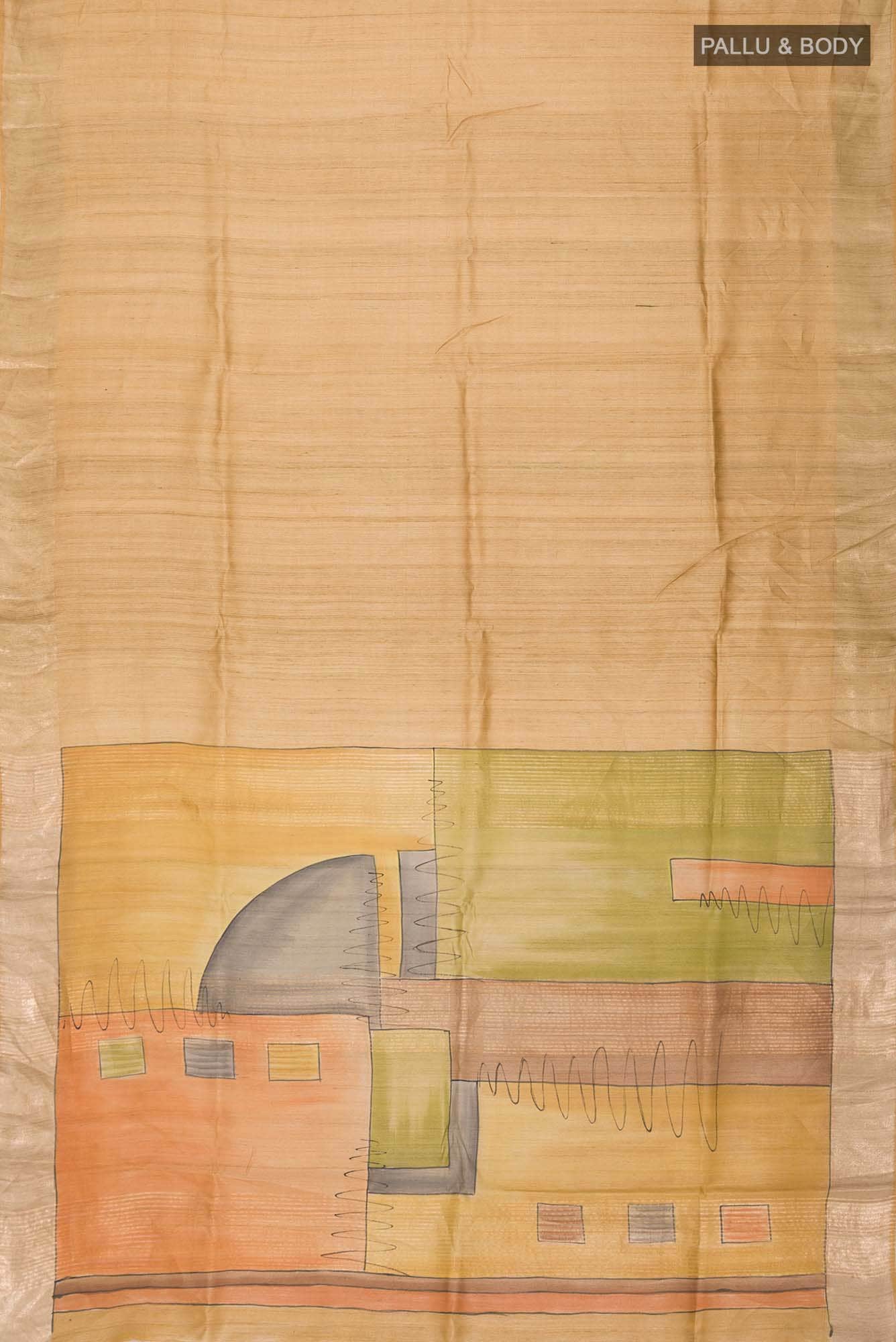 Mustard Bhagalpuri Tussar Silk Saree
