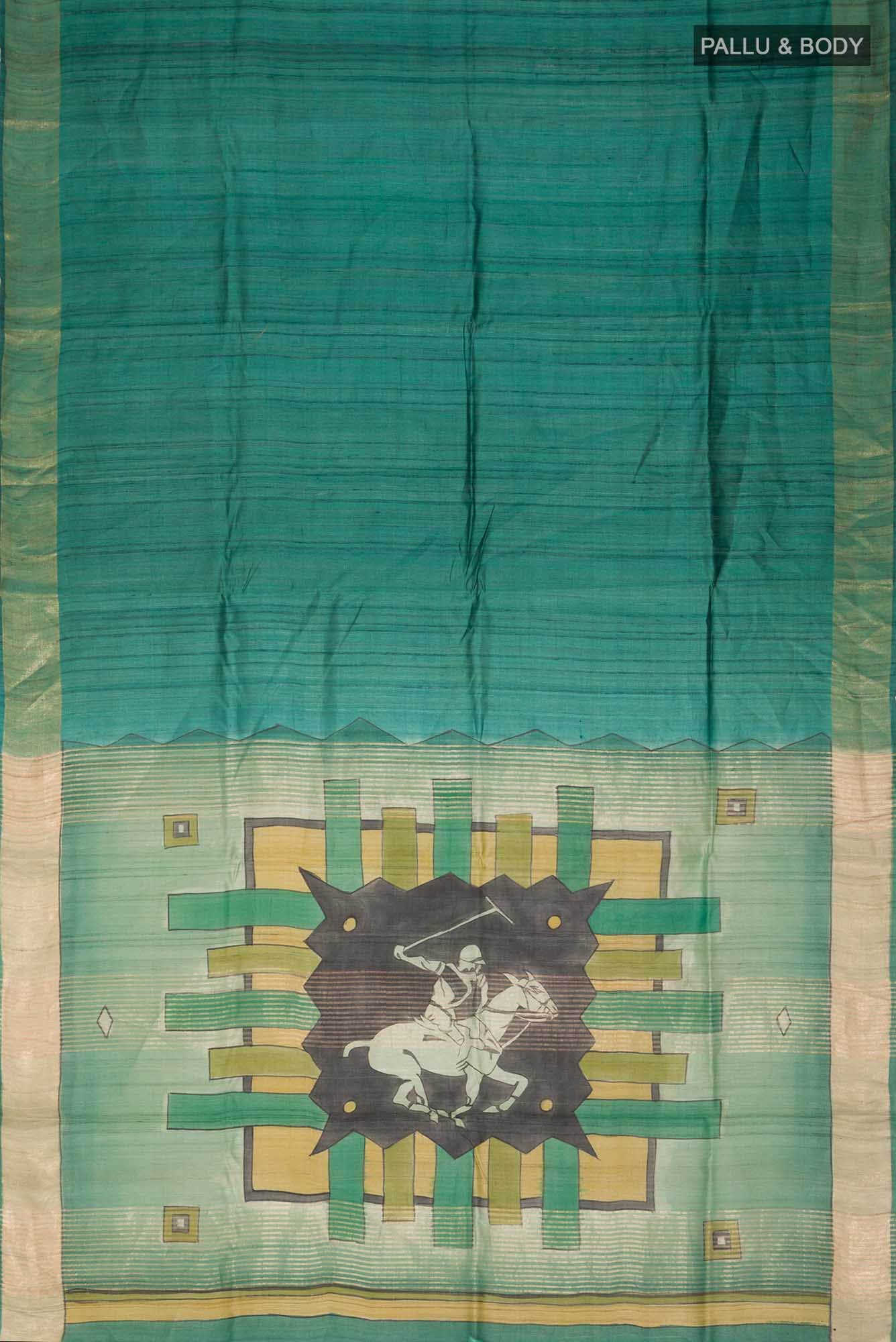 Green Bhagalpuri Tussar Silk Saree