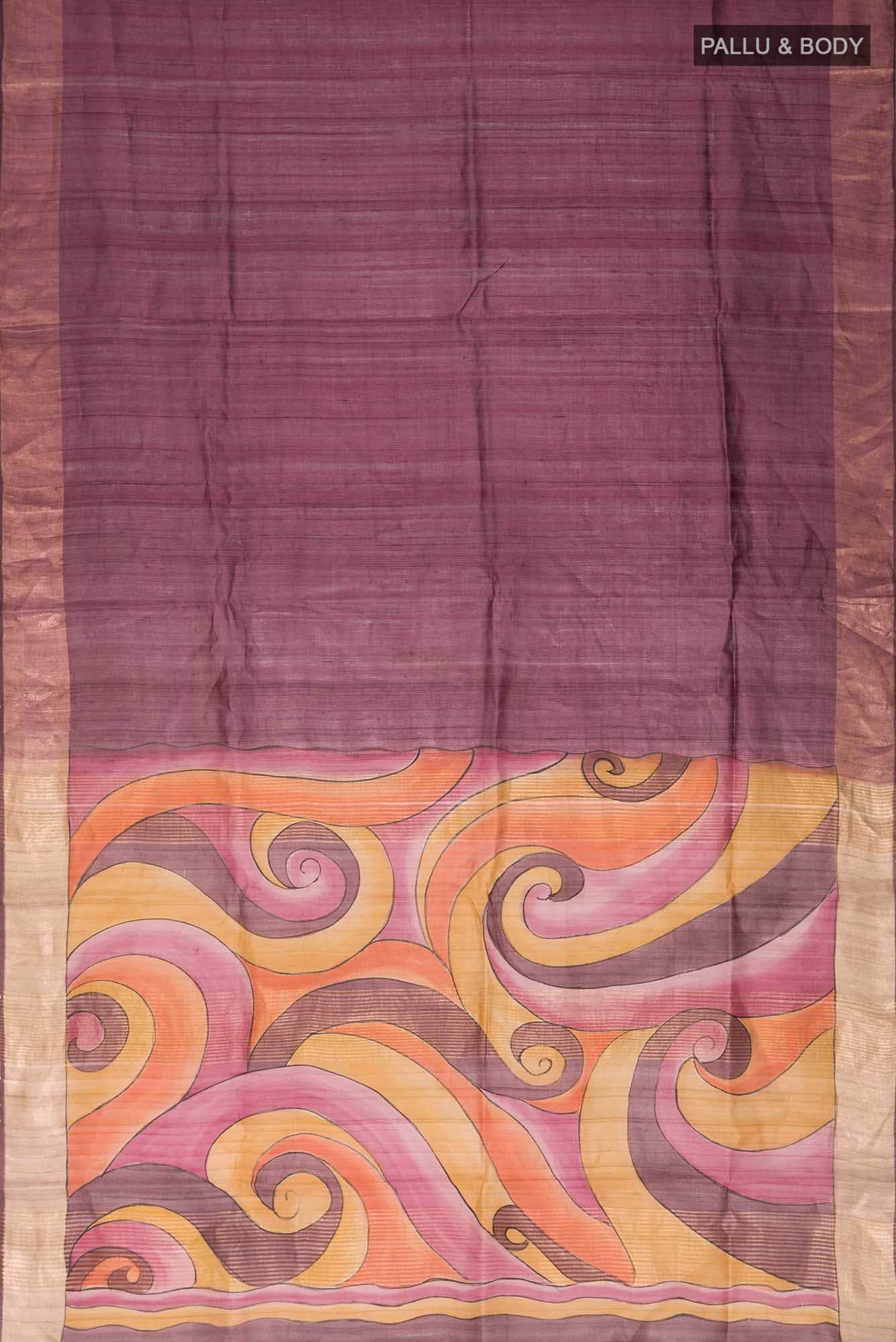 Brown Bhagalpuri Tussar Silk Saree