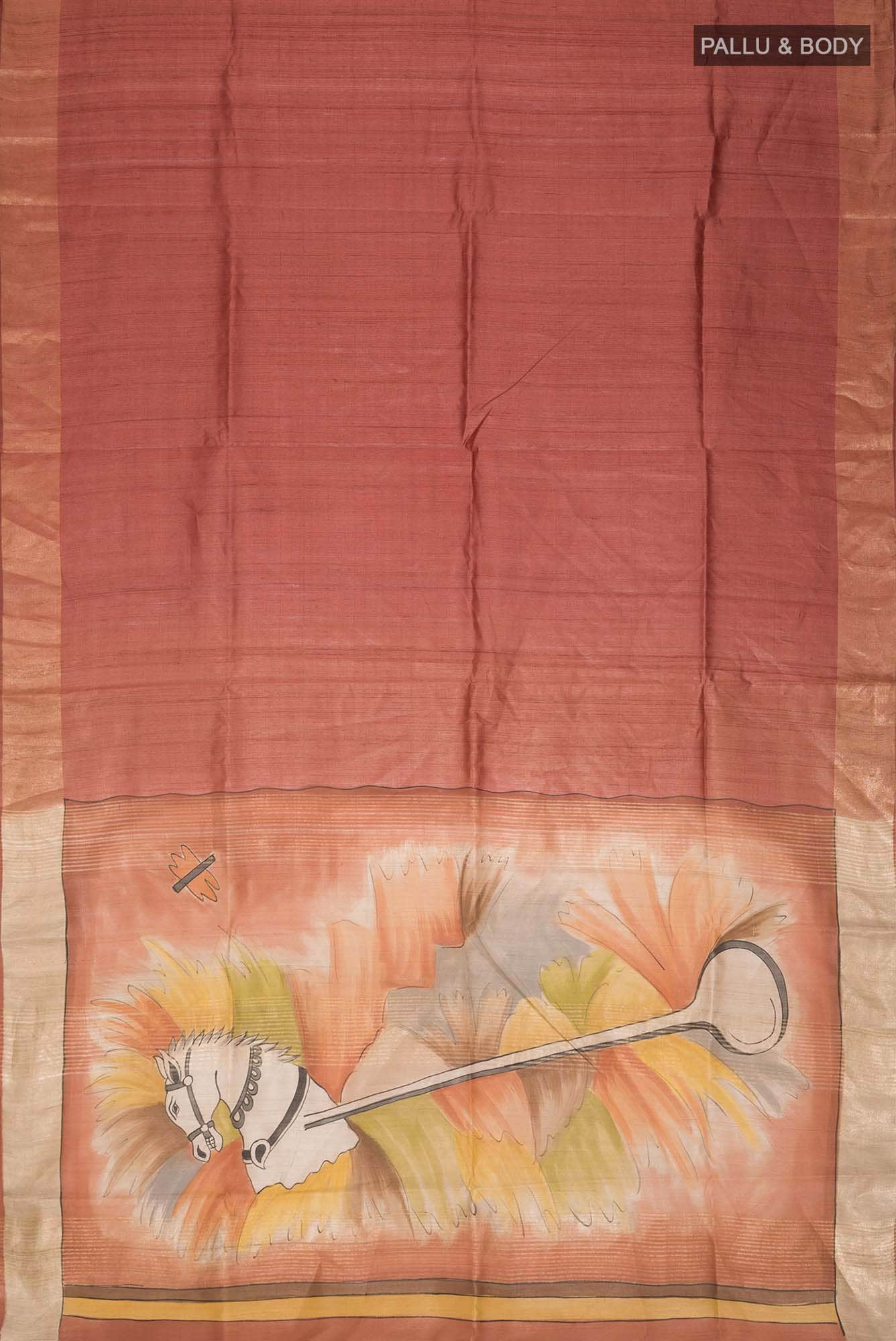 Rust Bhagalpuri Tussar Silk Saree