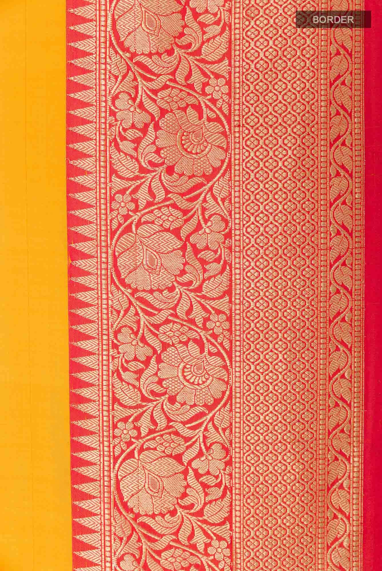 Yellow Banarasi Silk Saree