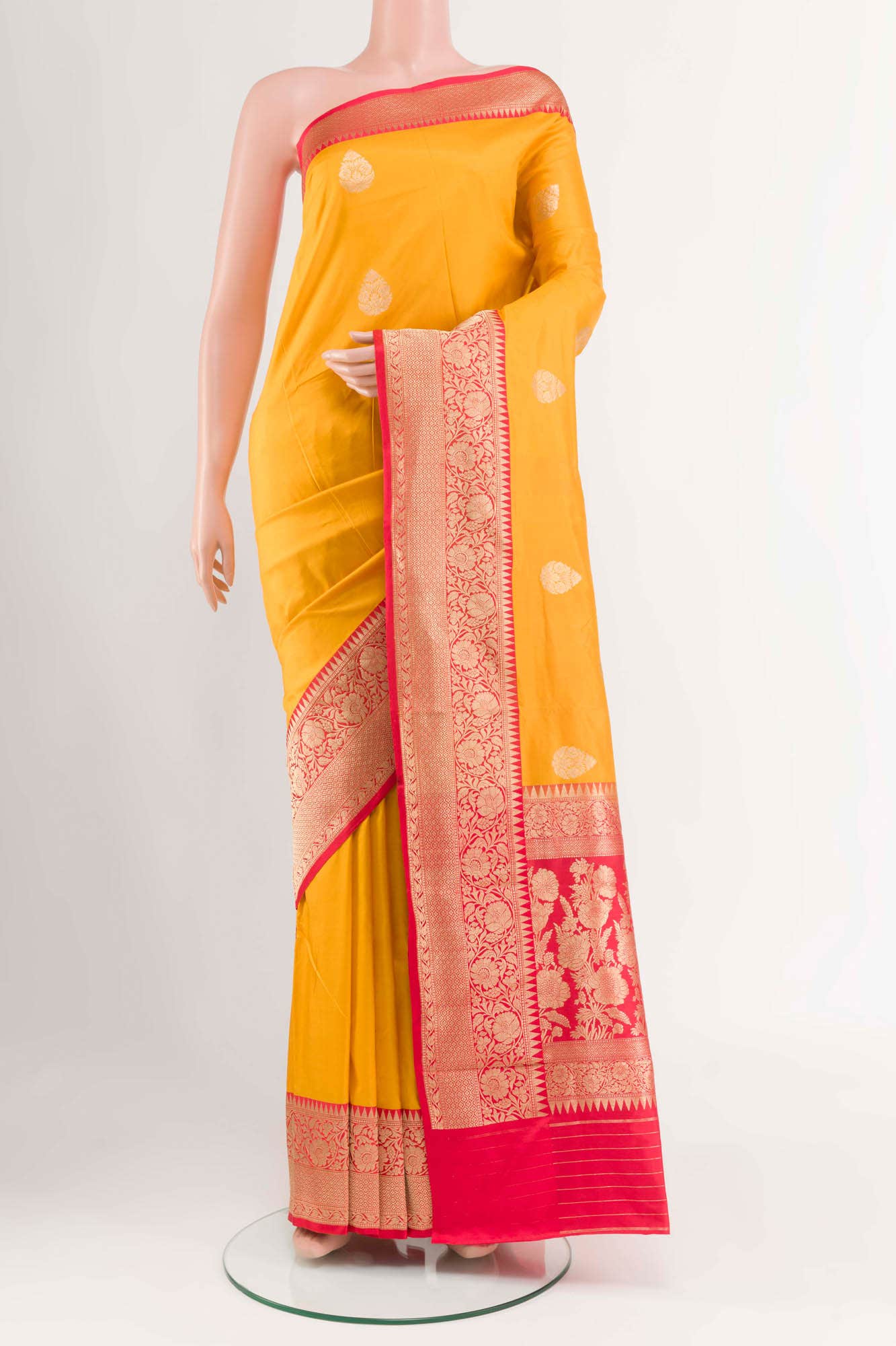Yellow Banarasi Silk Saree