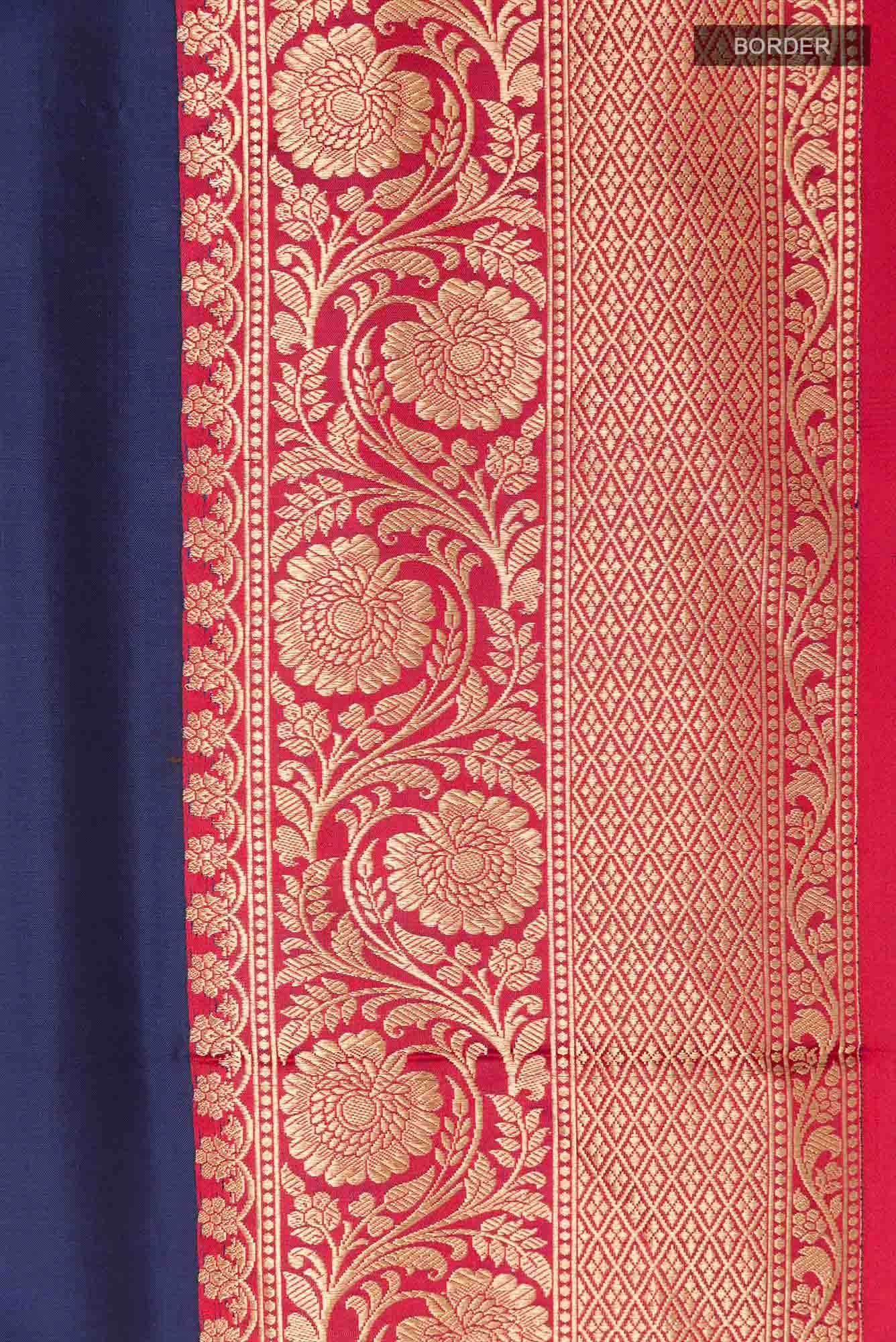 Dark Blue Banarasi Katan Silk Saree