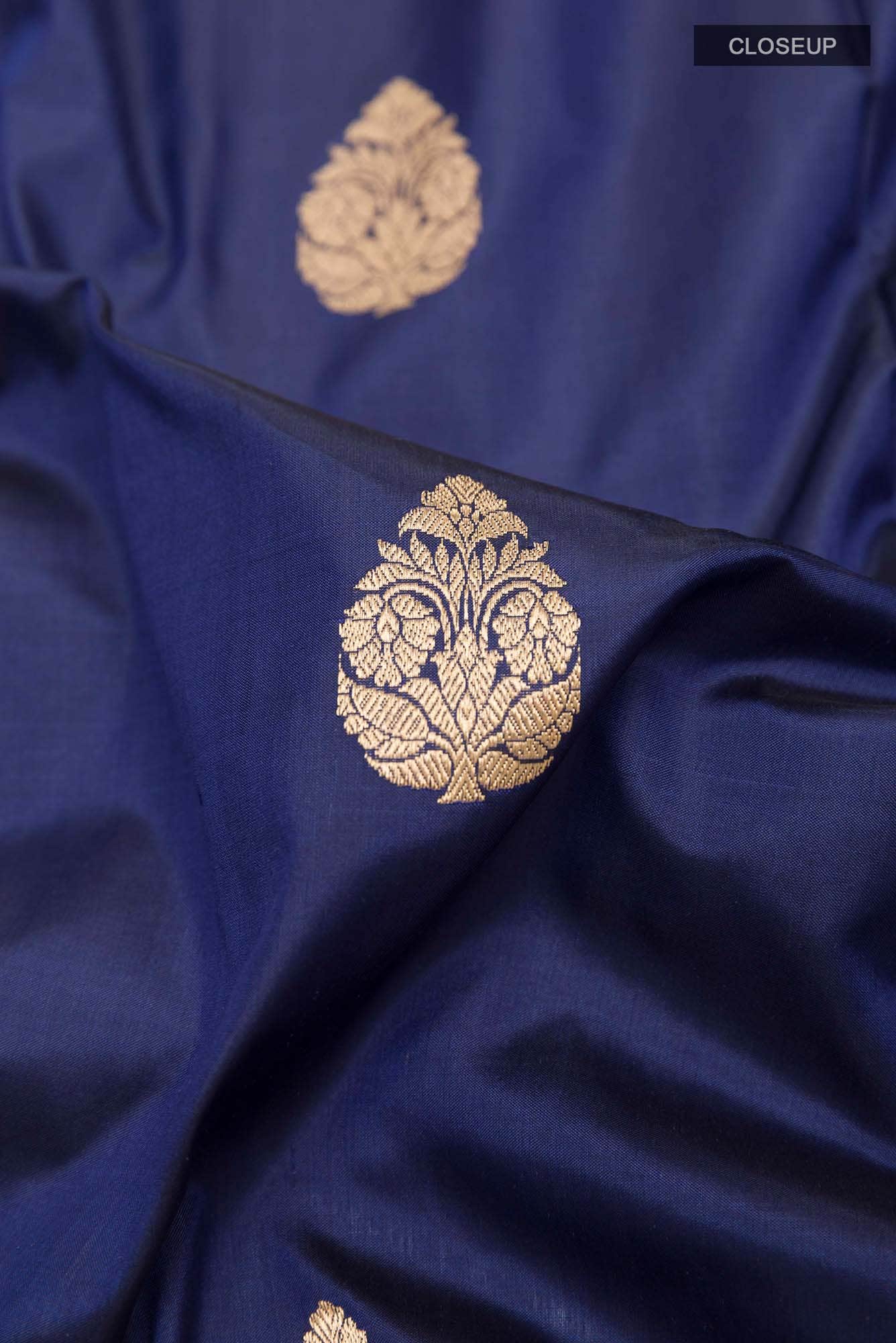 Dark Blue Banarasi Katan Silk Saree