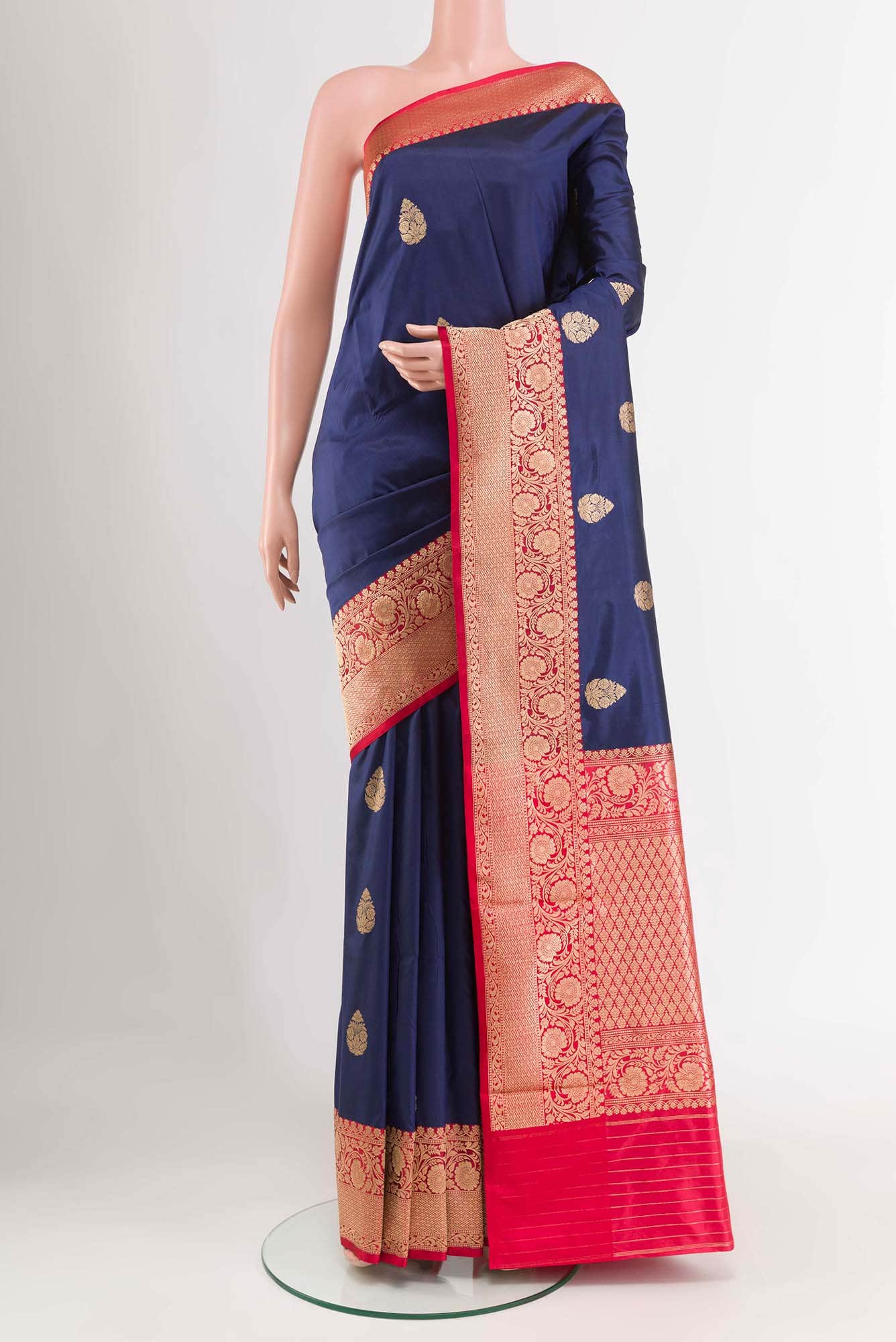 Dark Blue Banarasi Katan Silk Saree