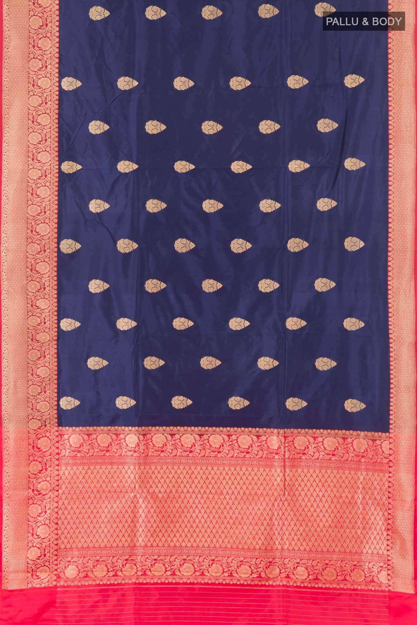 Dark Blue Banarasi Katan Silk Saree