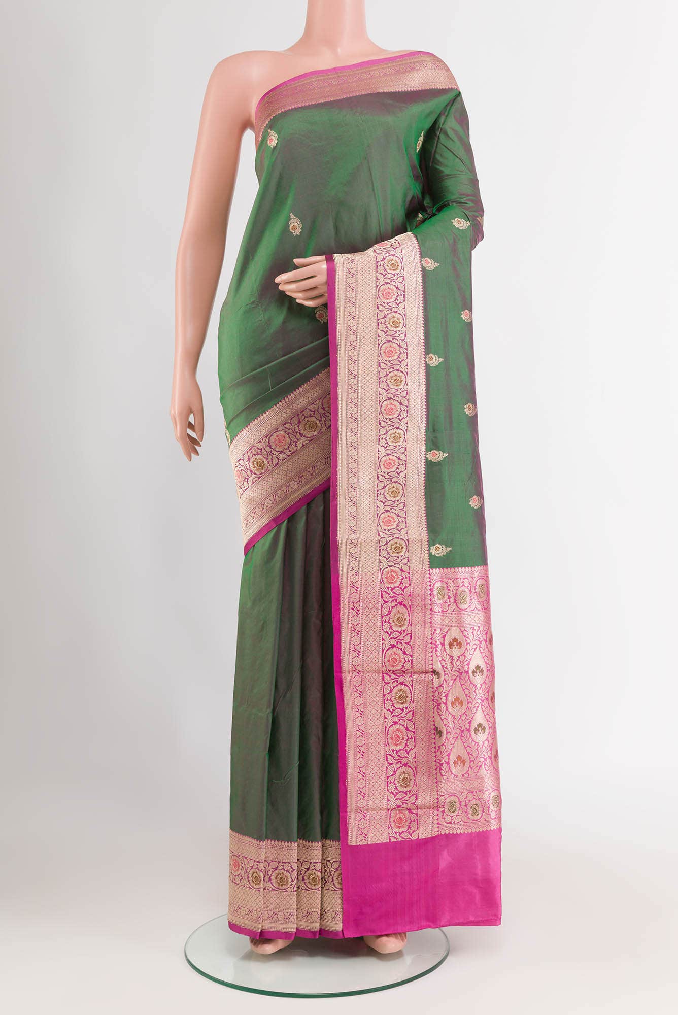 Green Banarasi Katan Silk Saree