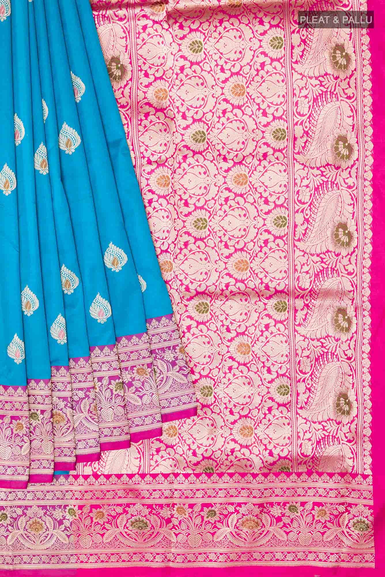 Blue Banarasi Katan Silk Saree