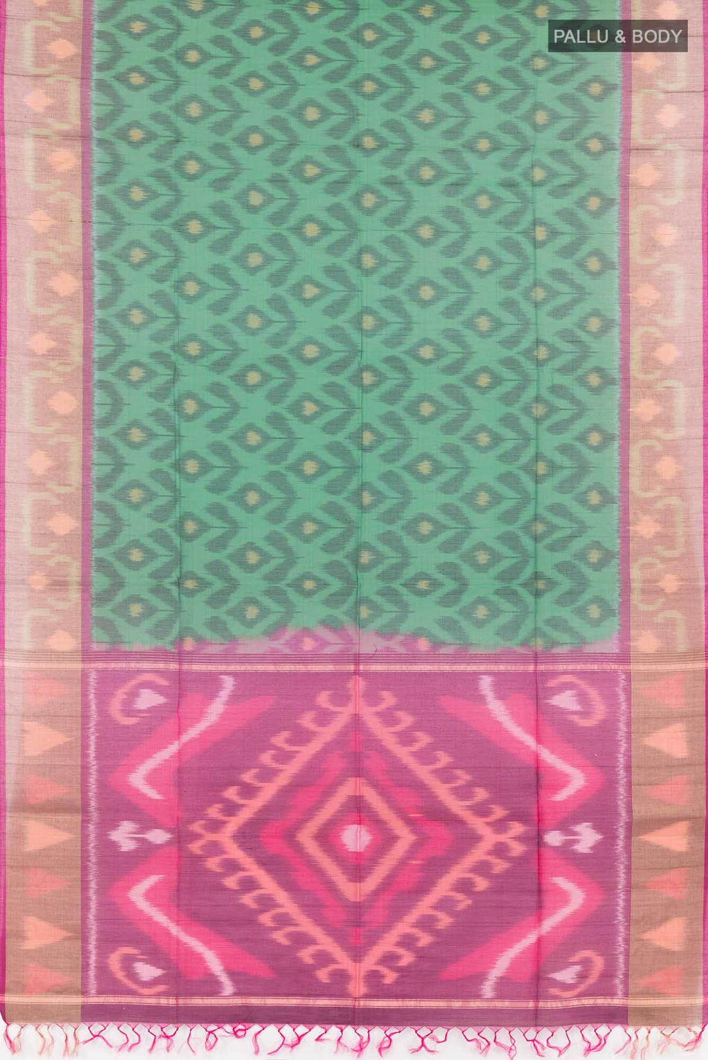 Green Blended Kora Cotton Saree