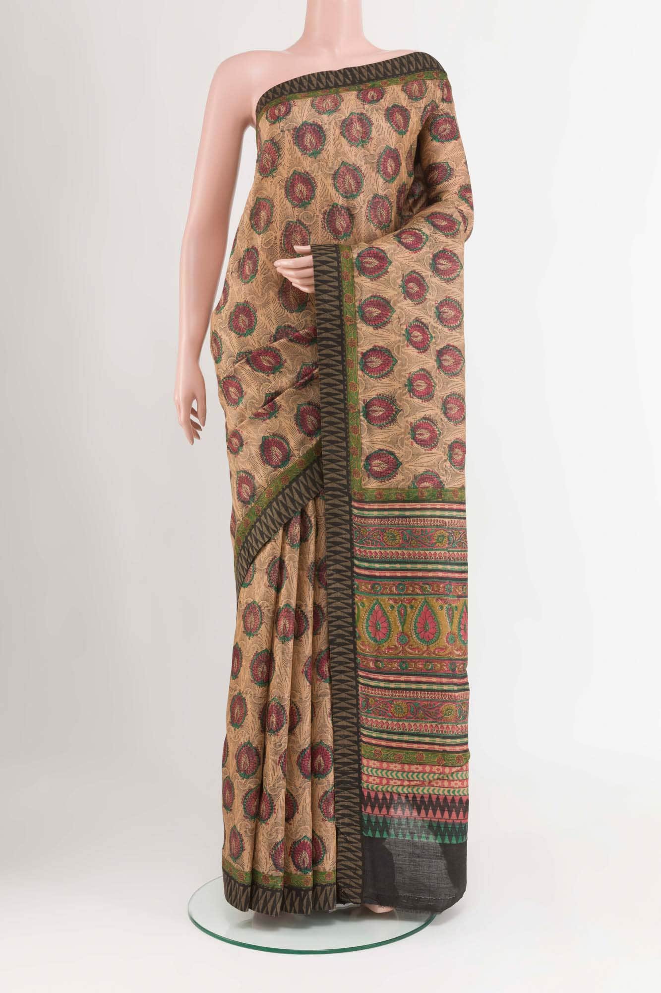 Dark Beige Tussar Saree
