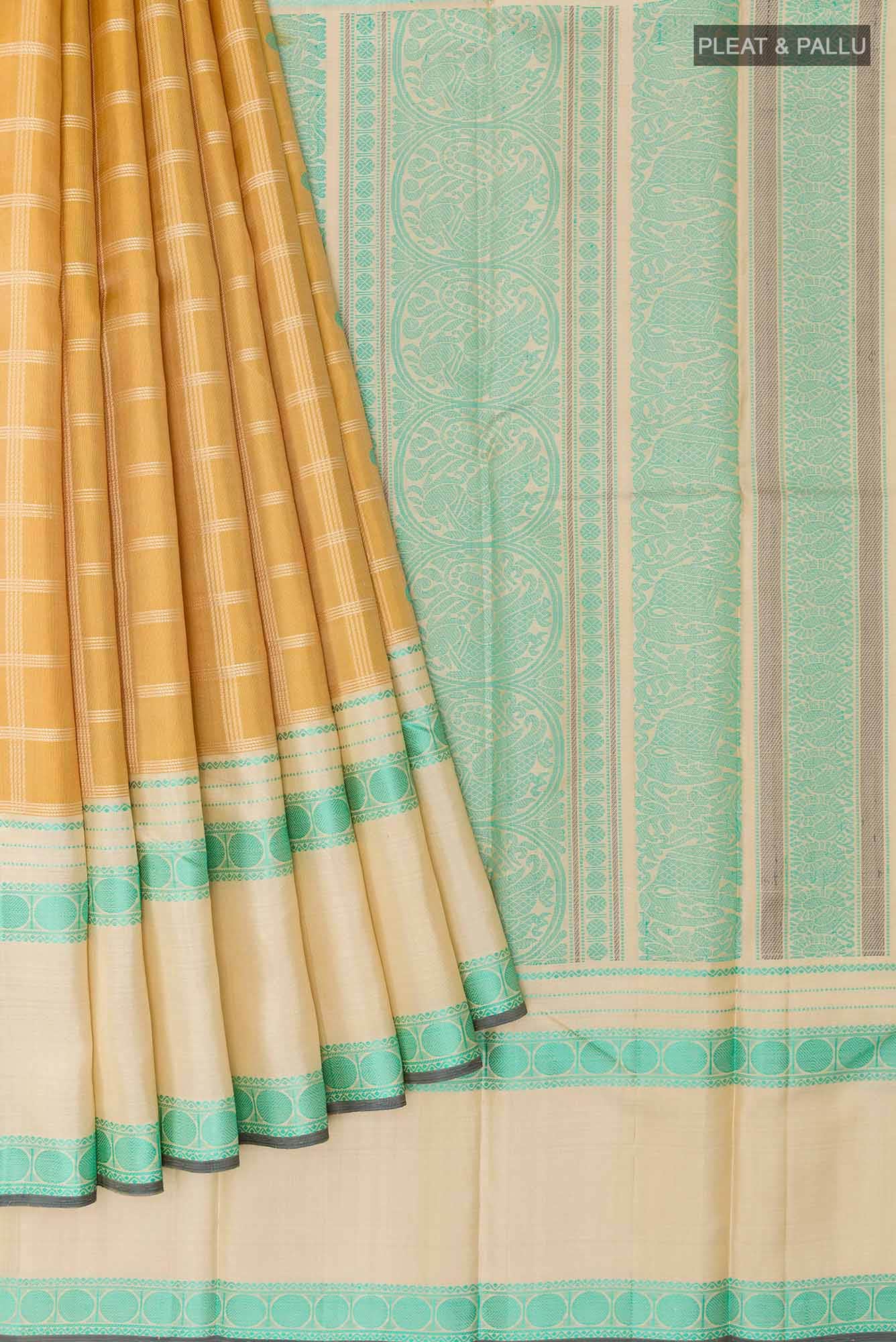 Golden Kanchipuram Silk Saree