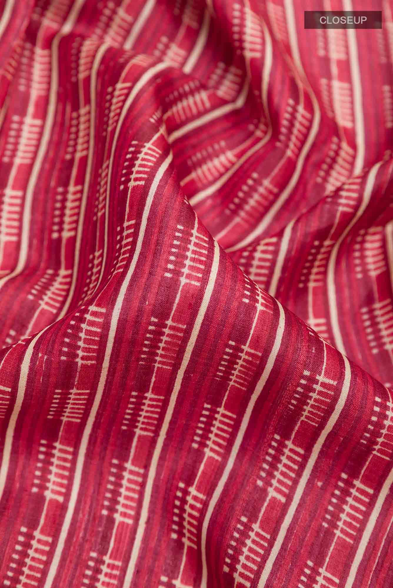Red Tussar Saree