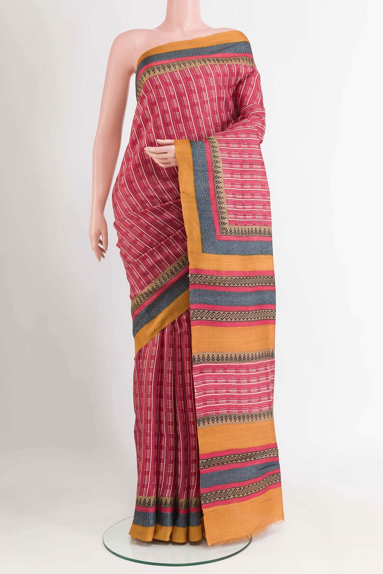 Red Tussar Saree