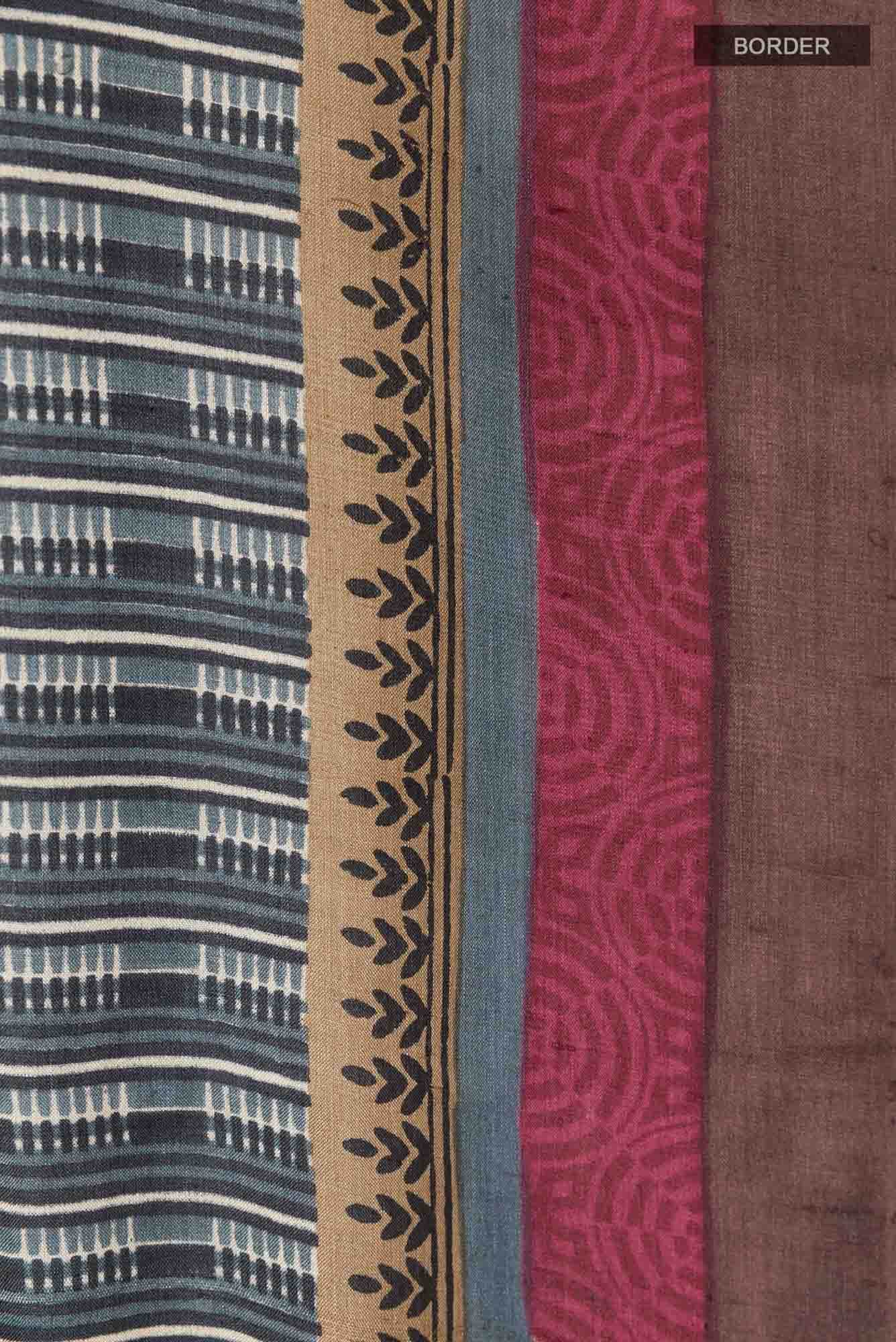Blue Grey Tussar Saree