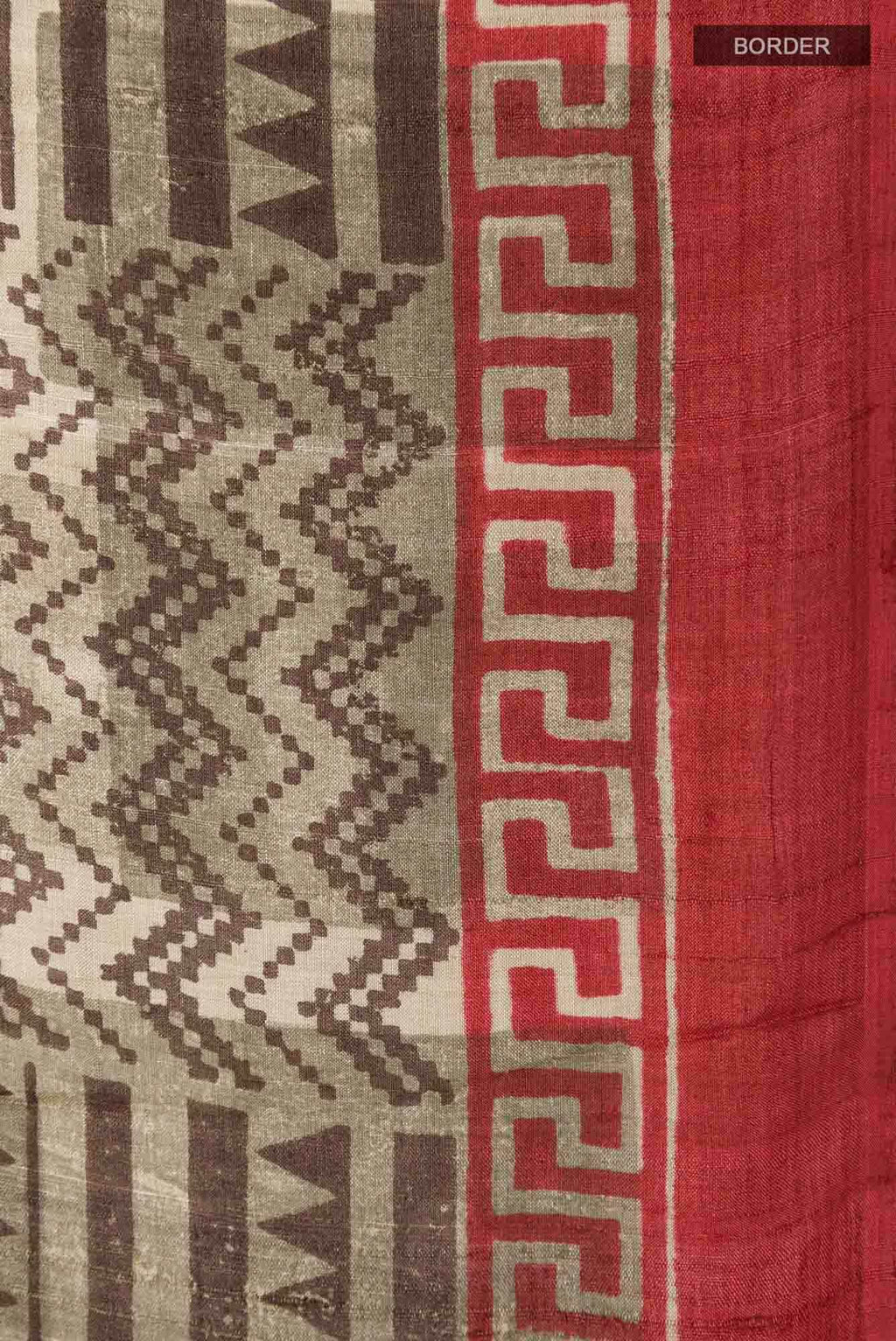 Beige Tussar Silk Saree