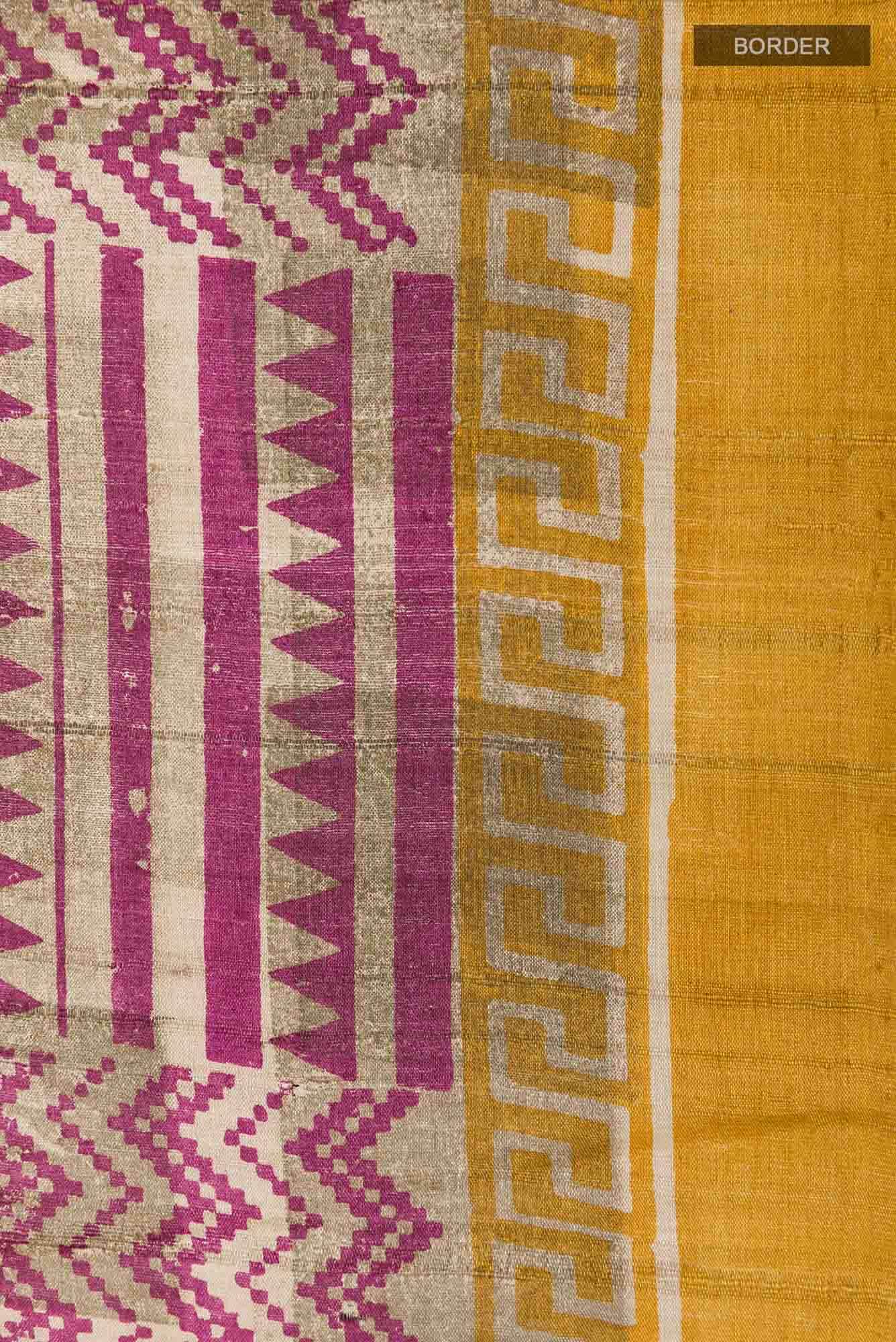 Beige Tussar Silk Saree