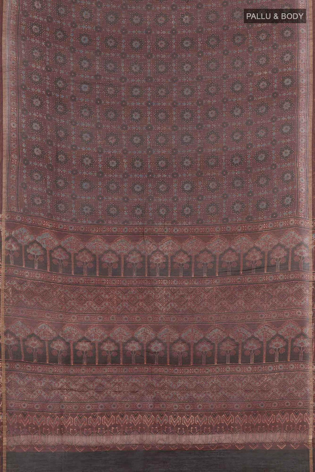 Brown Blended Maheshwari Silk Cotton Saree