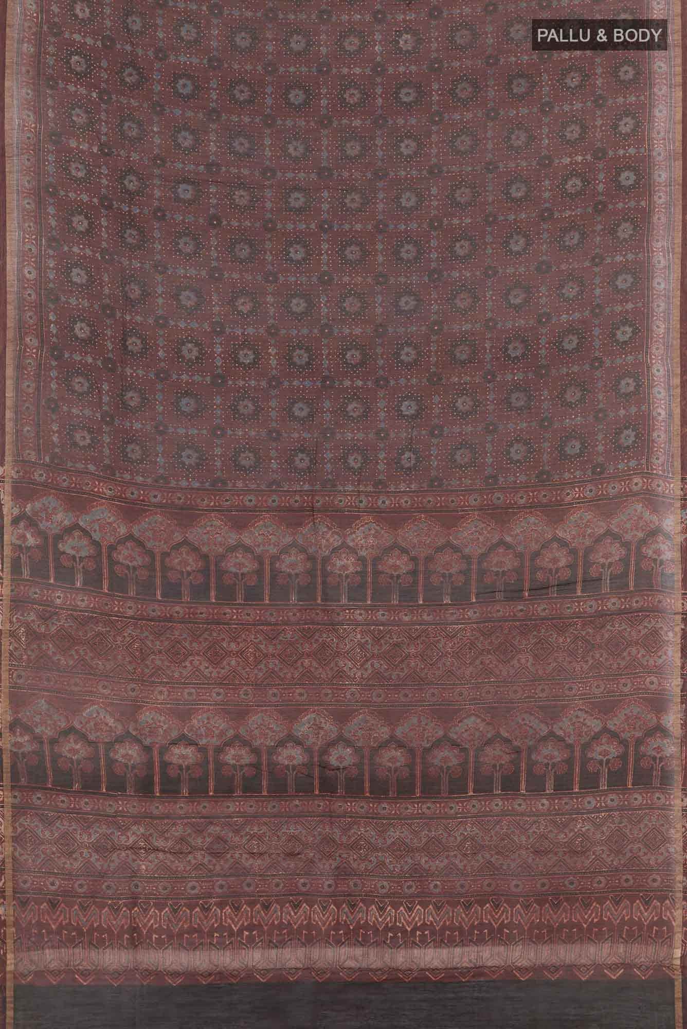 Brown Blended Maheshwari Silk Cotton Saree
