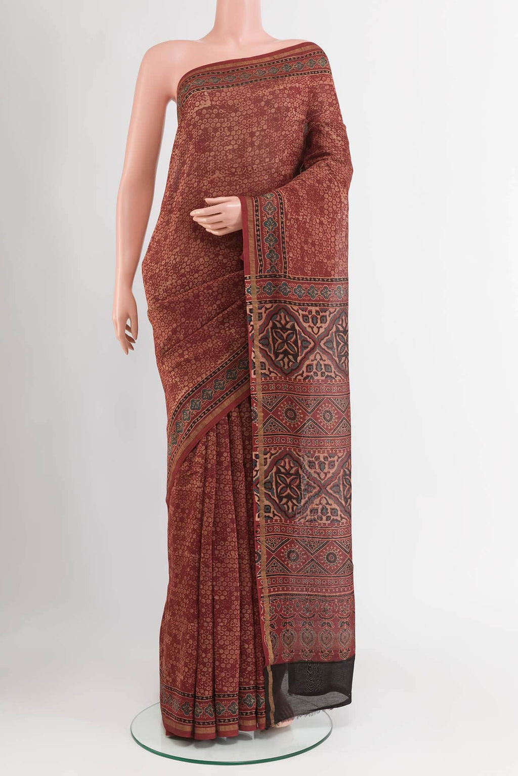 Maroon Blended Maheshwari Silk Cotton Saree