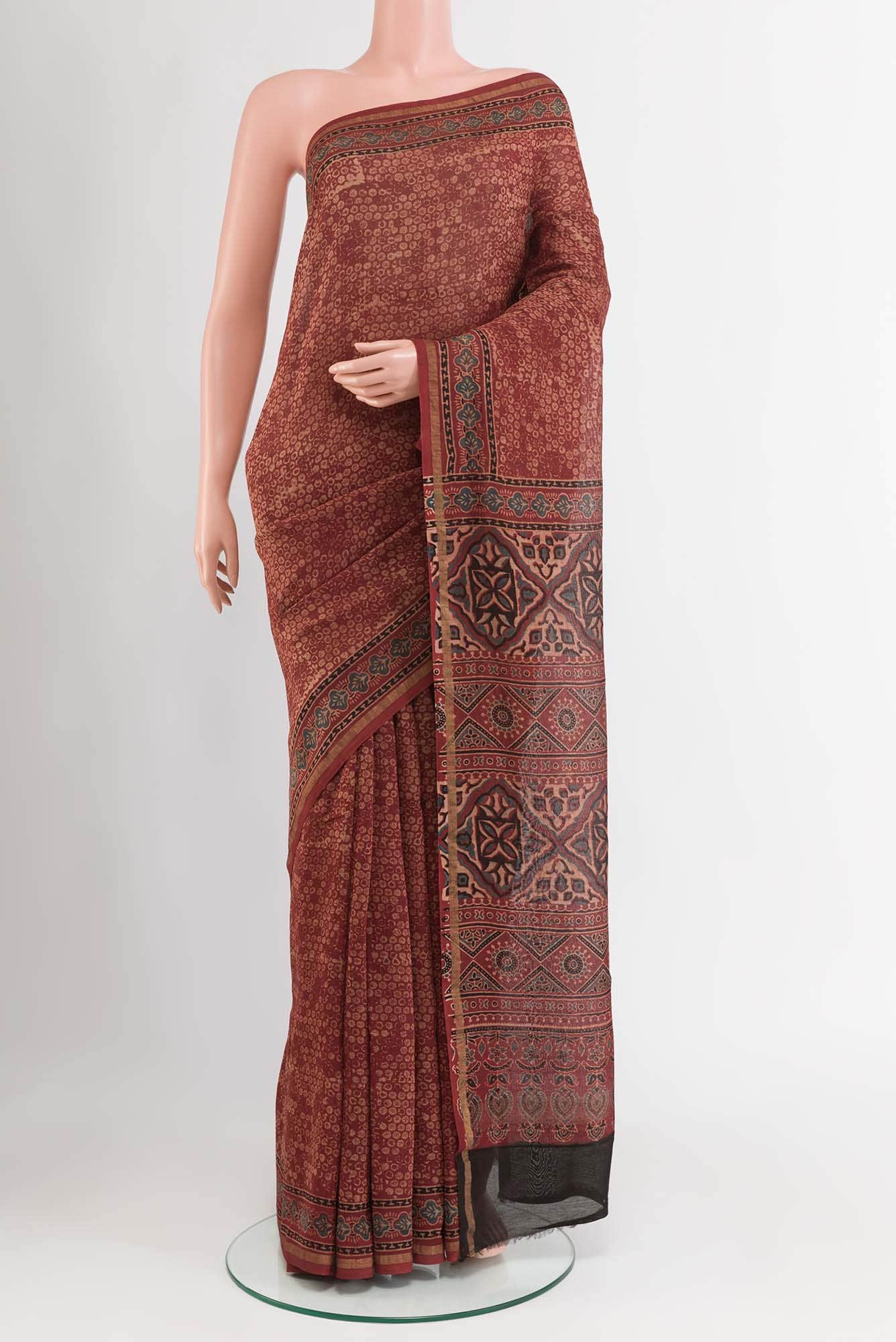 Maroon Blended Maheshwari Silk Cotton Saree