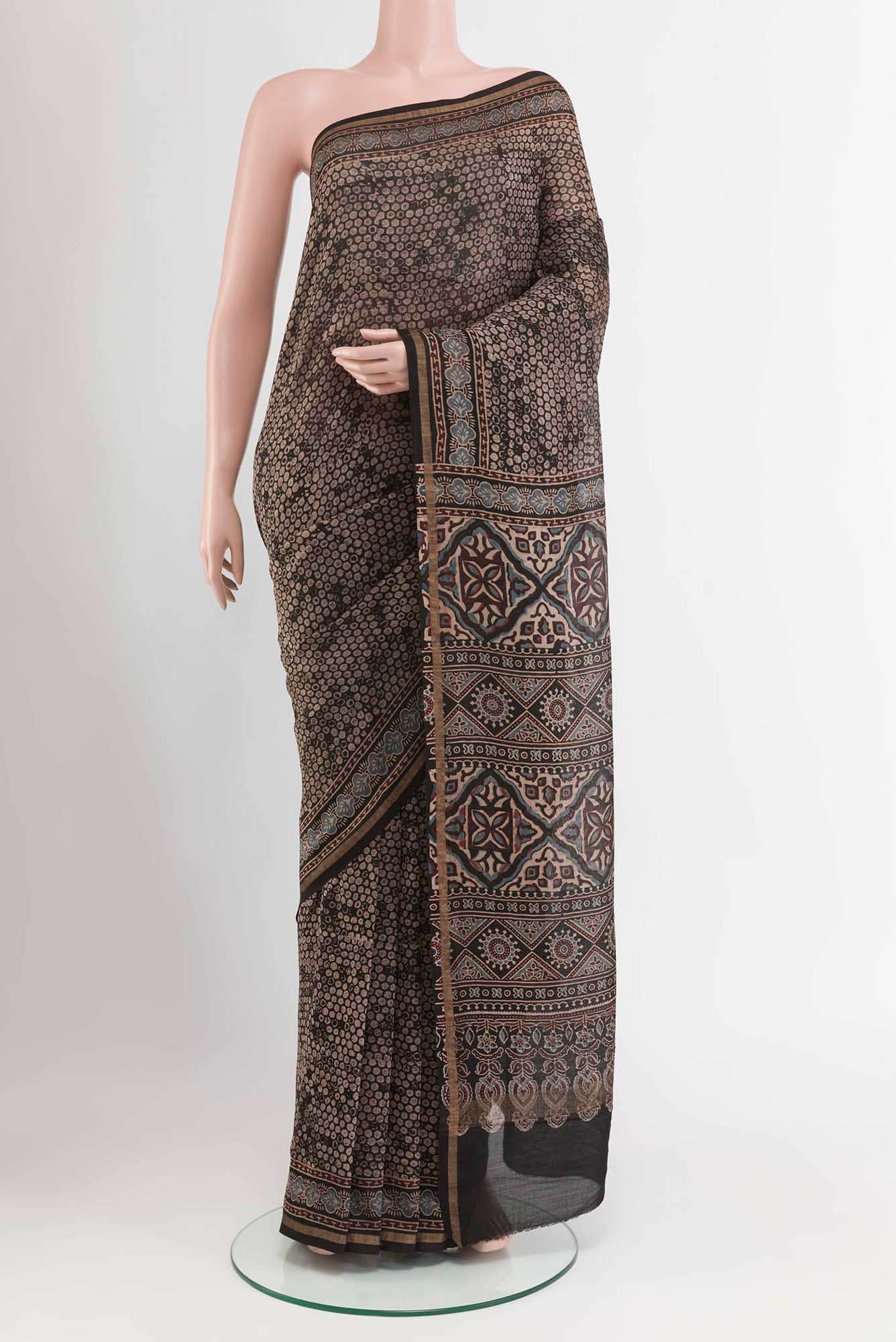 Black Blended Maheshwari Silk Cotton Saree