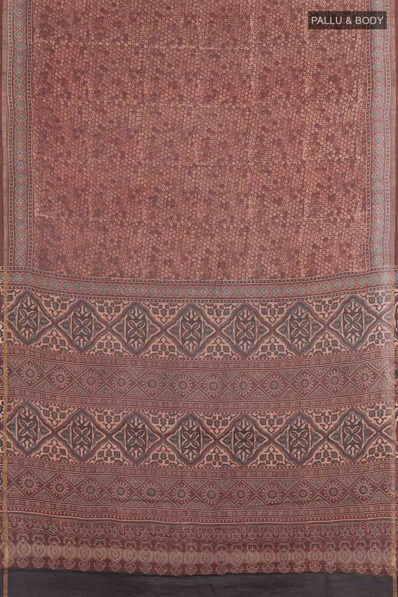 Brown Blended Maheshwari Silk Cotton Saree
