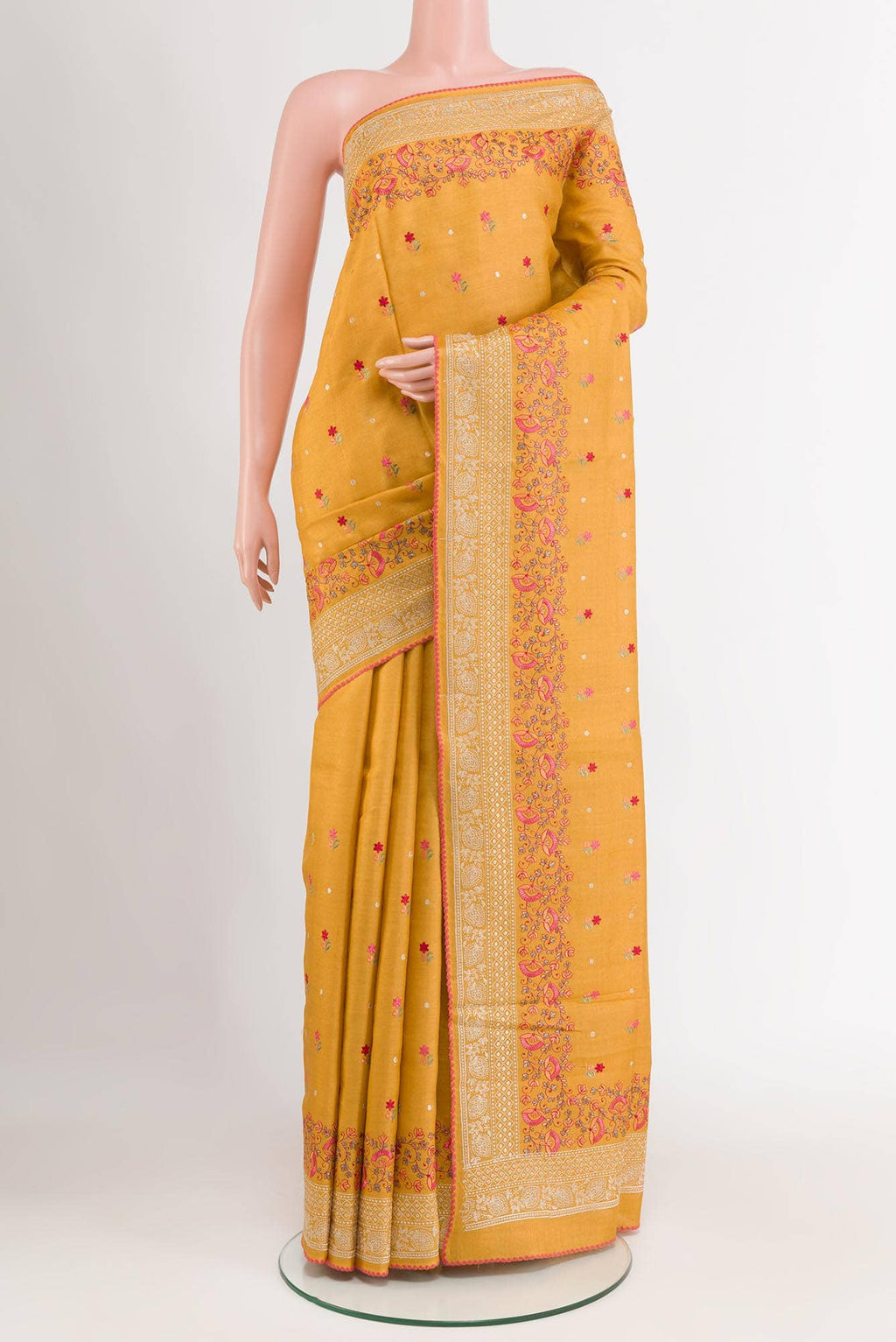 Mustard Tussar Saree