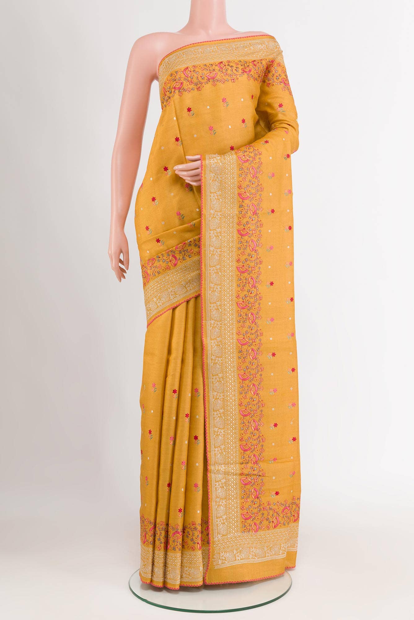 Mustard Tussar Saree