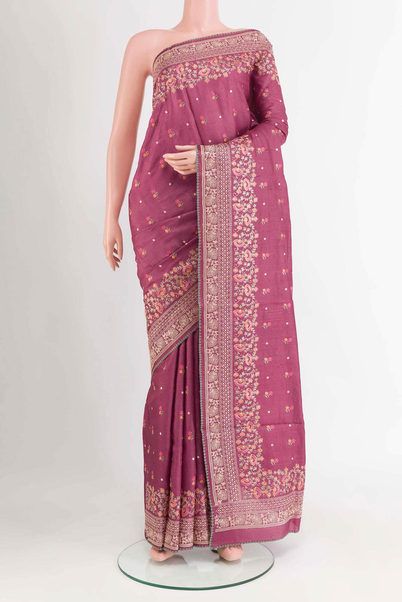Maroon Tussar Saree