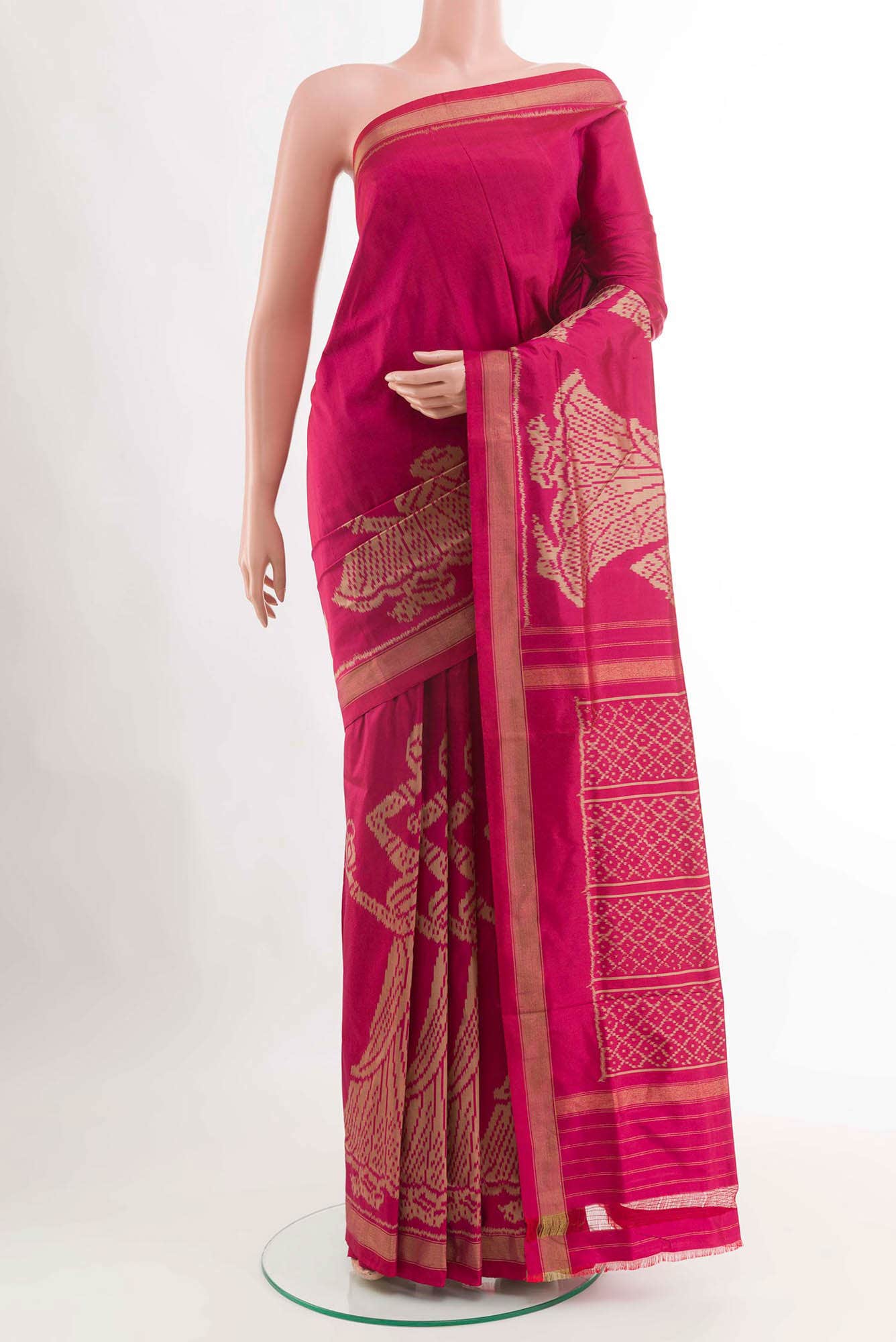 Dark Pink Pochampally Silk Saree