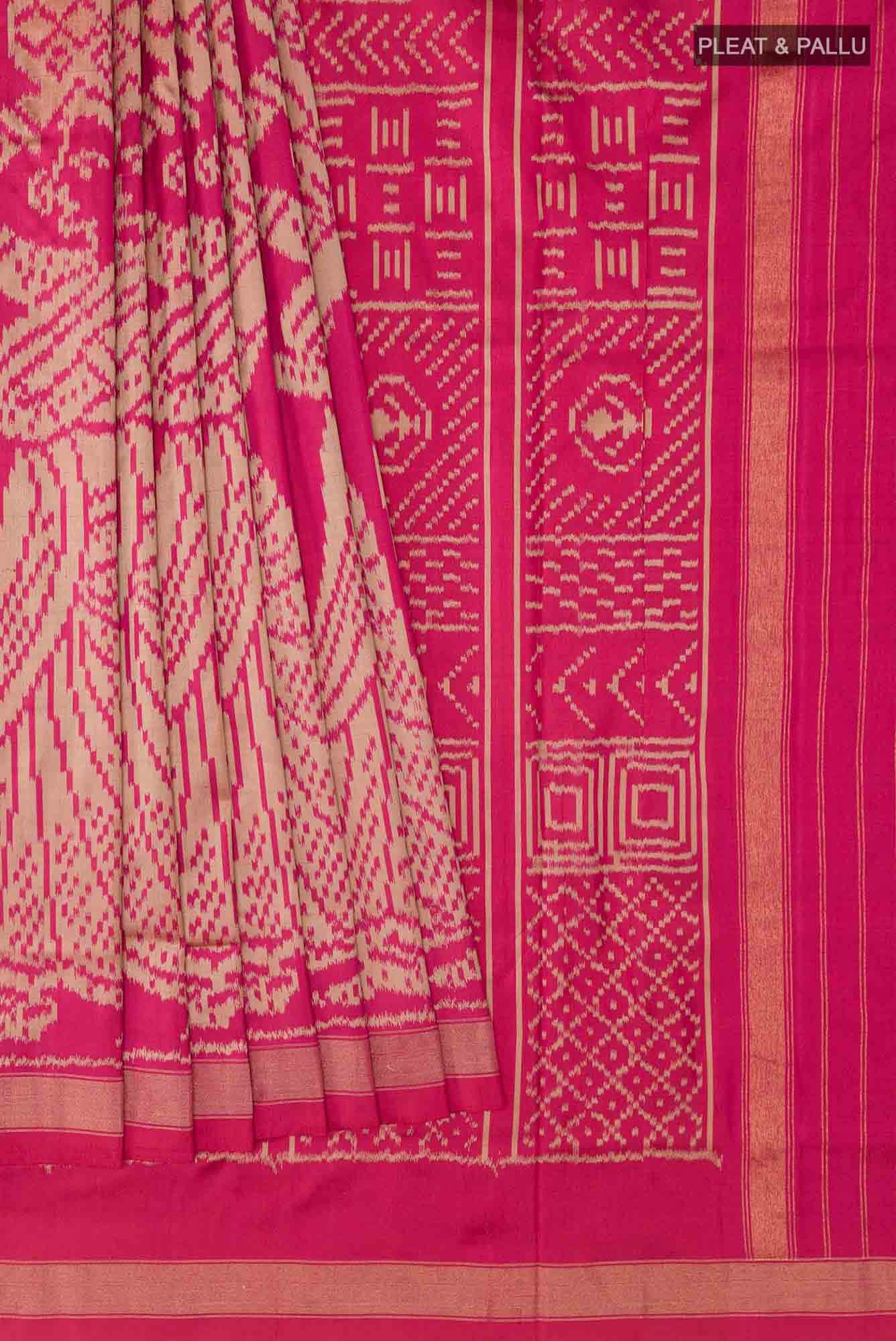 Dark Pink Pochampally Silk Saree