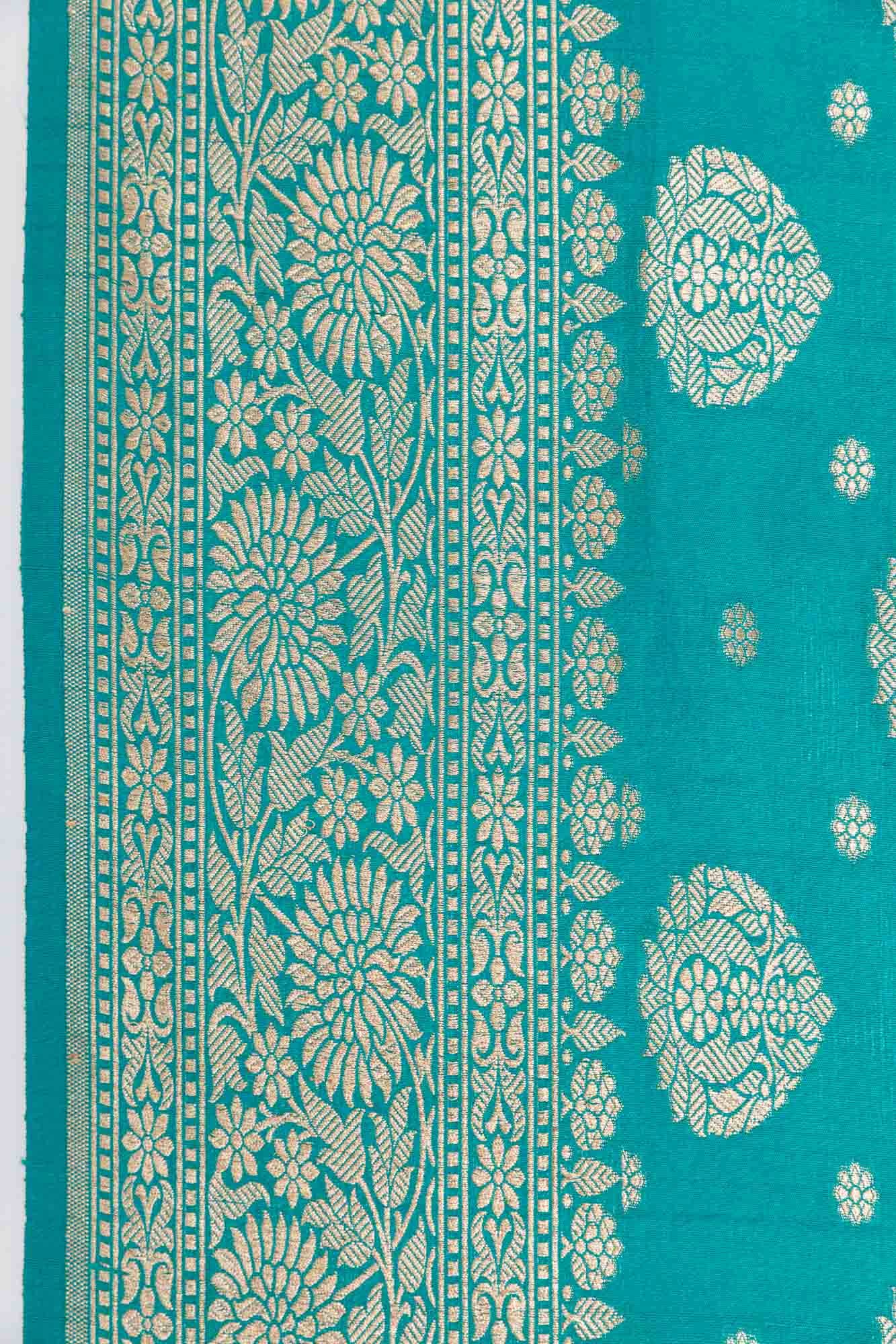 Sea Green Banarasi Tussar Silk Saree