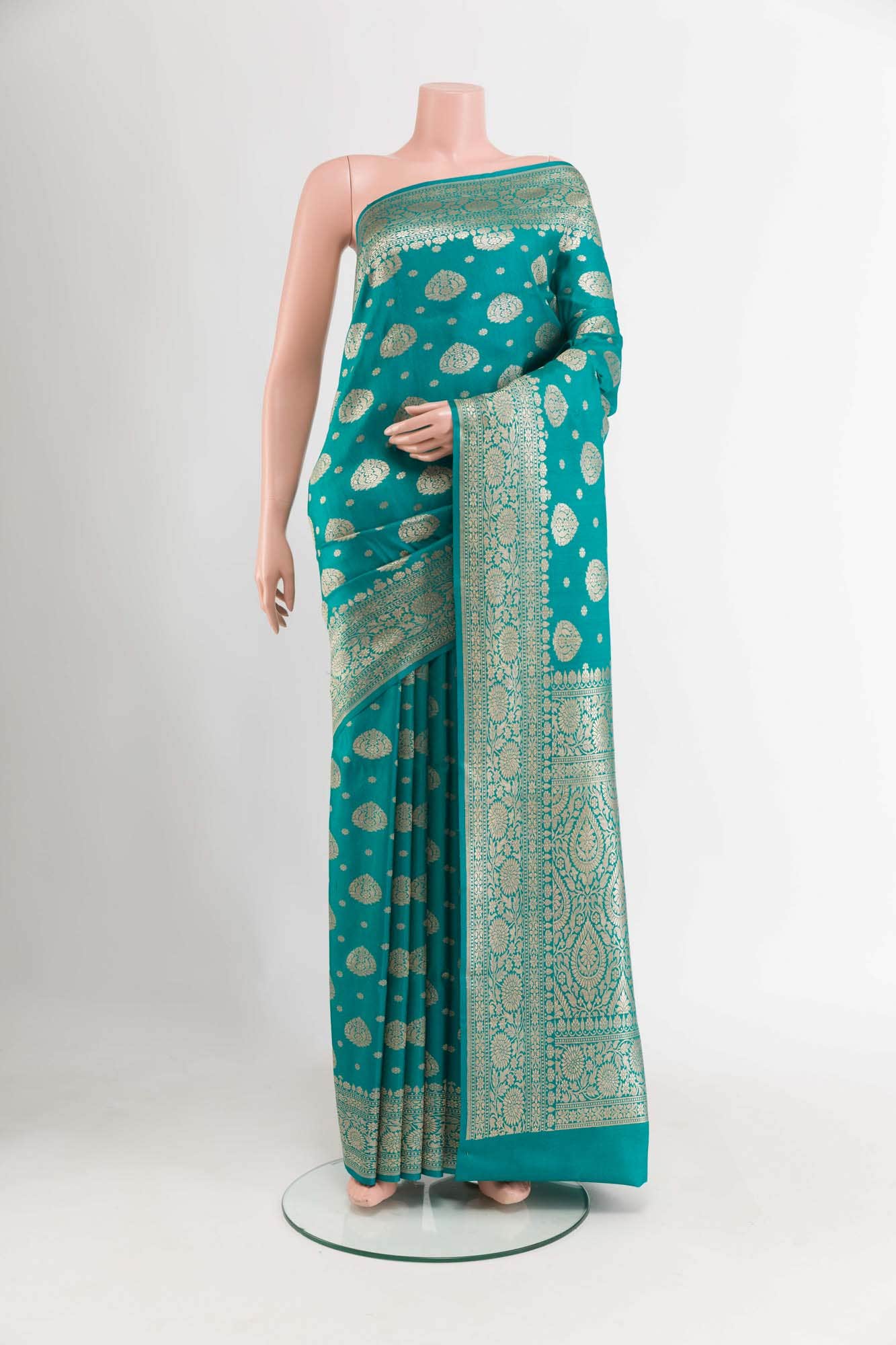 Sea Green Banarasi Tussar Silk Saree