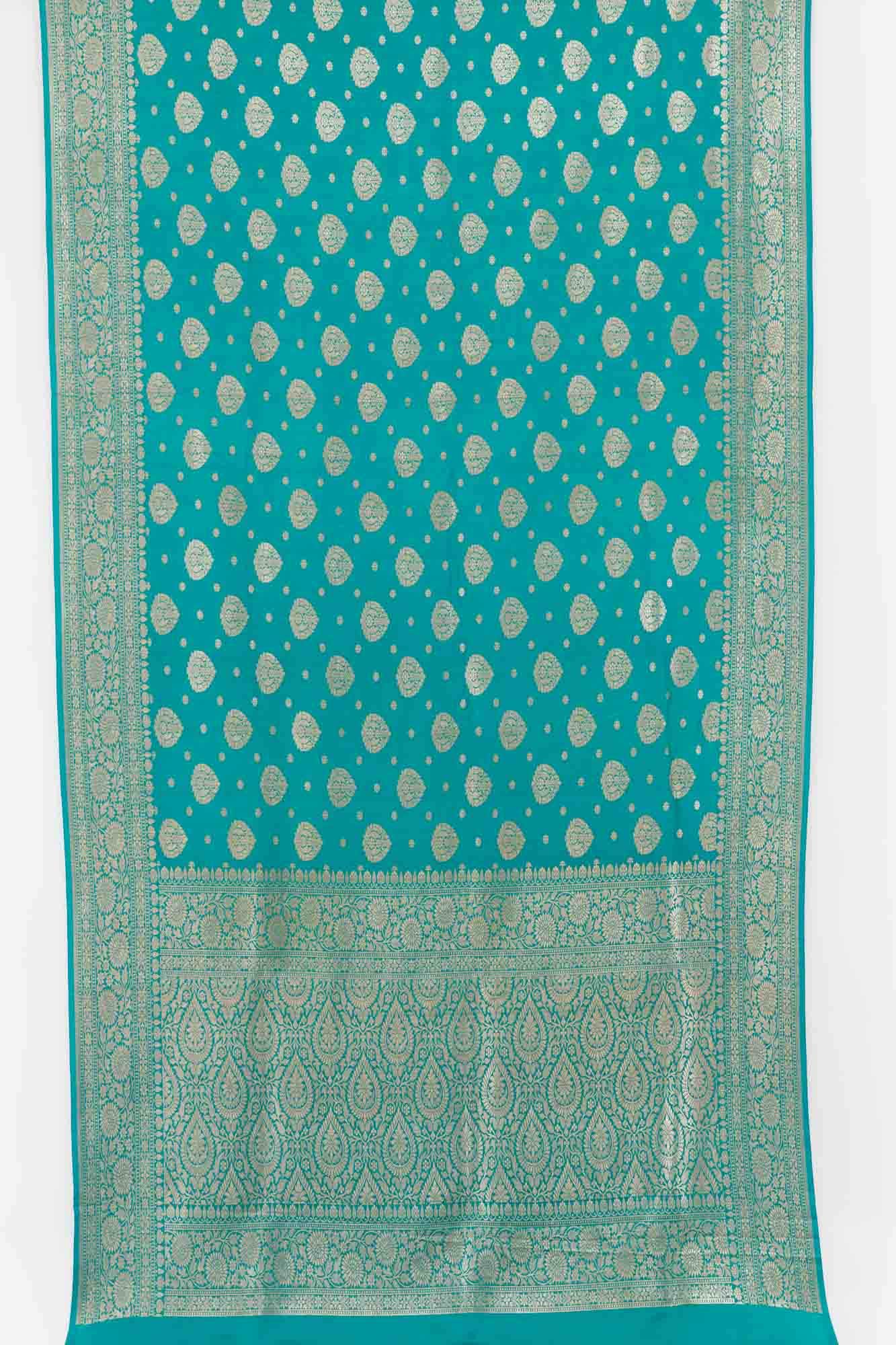 Sea Green Banarasi Tussar Silk Saree