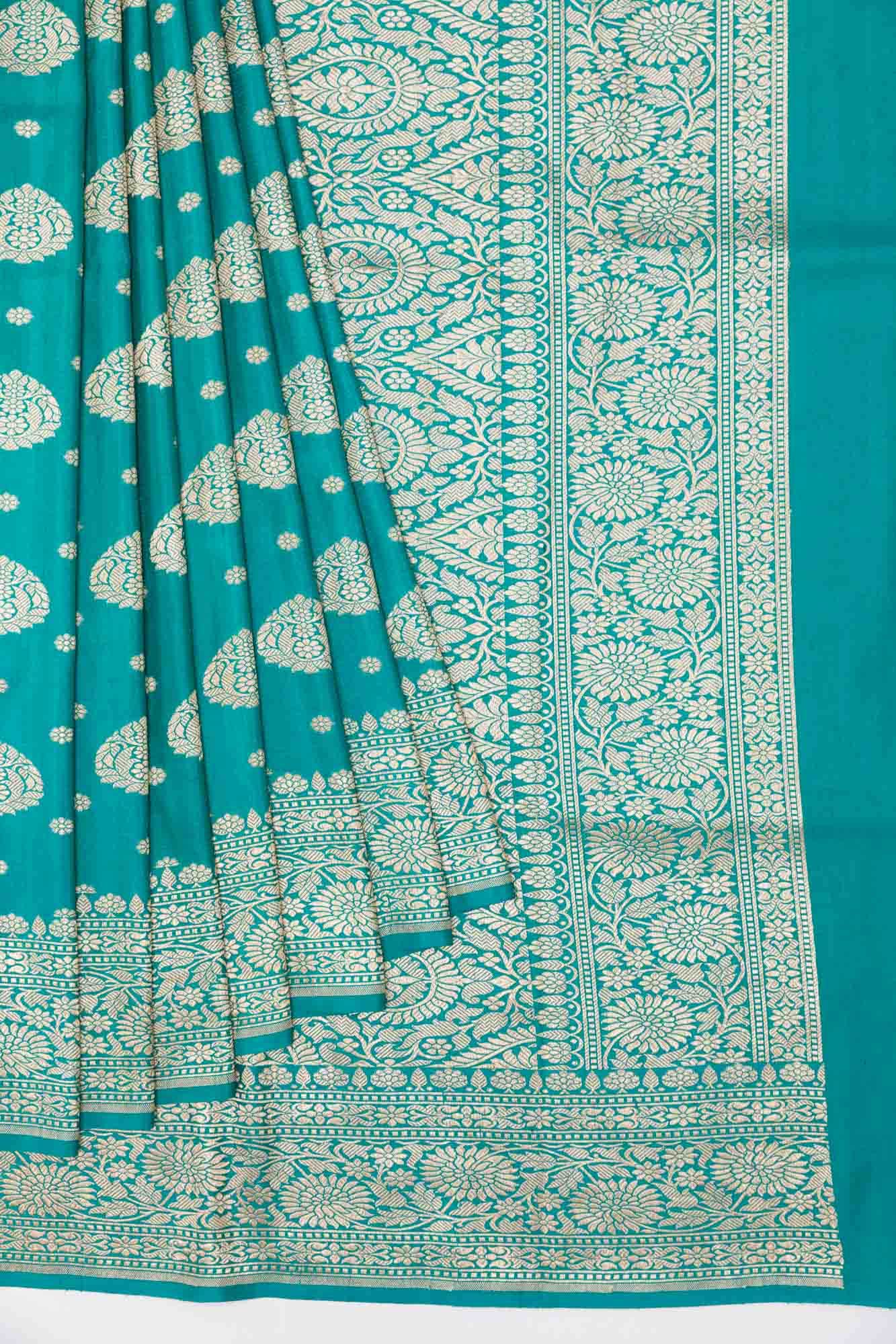 Sea Green Banarasi Tussar Silk Saree