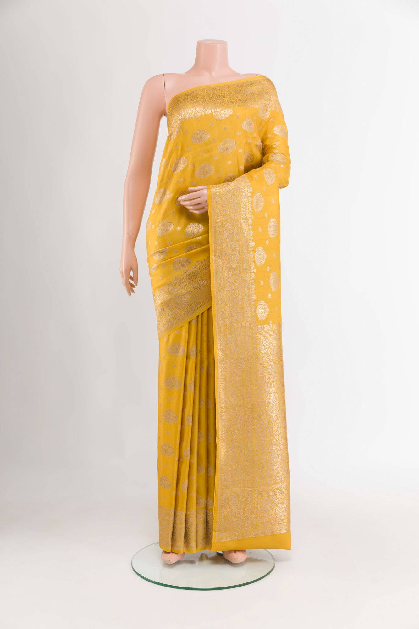 Mustard Banarasi Tussar Silk Saree