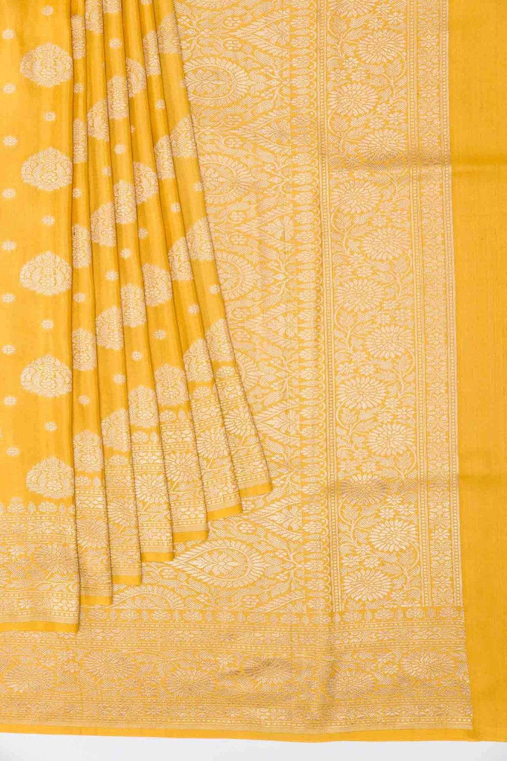 Mustard Banarasi Tussar Silk Saree