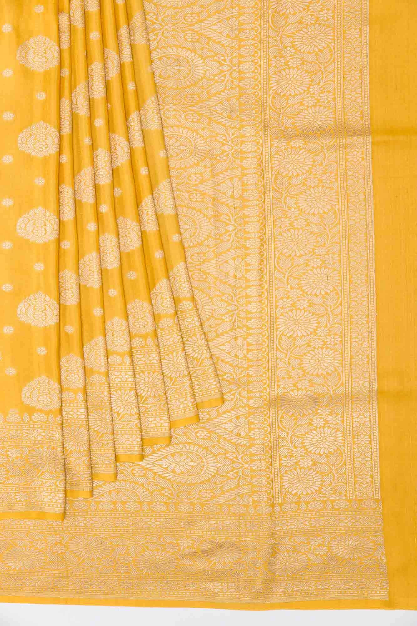 Mustard Banarasi Tussar Silk Saree