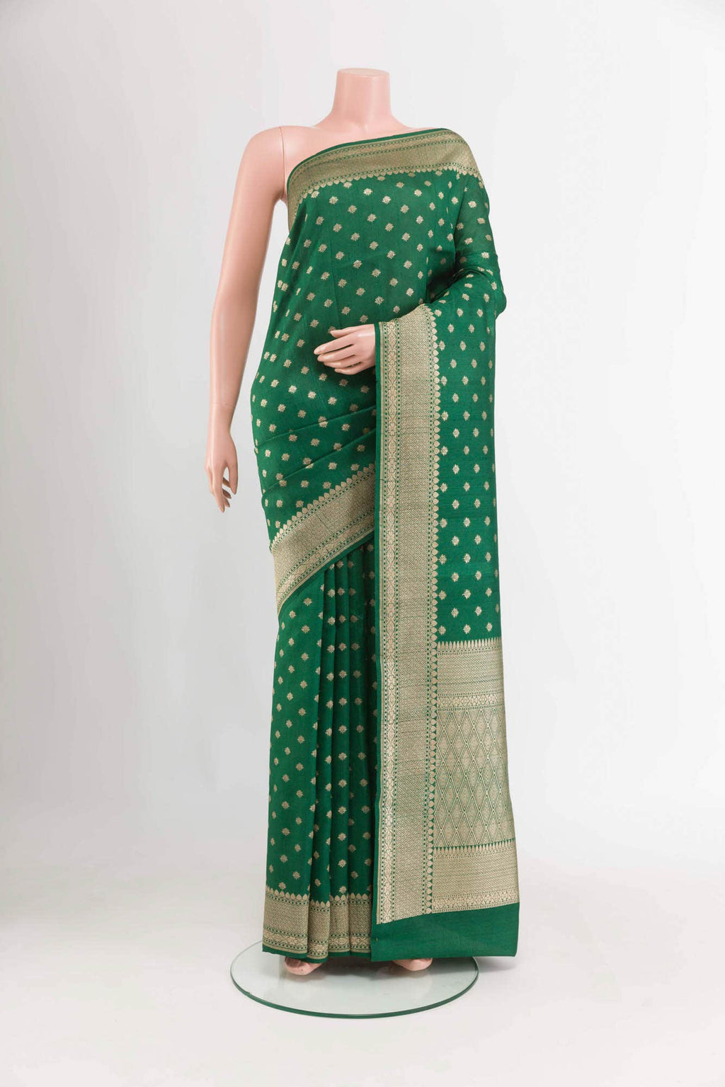 Green Banarasi Tussar Silk Saree