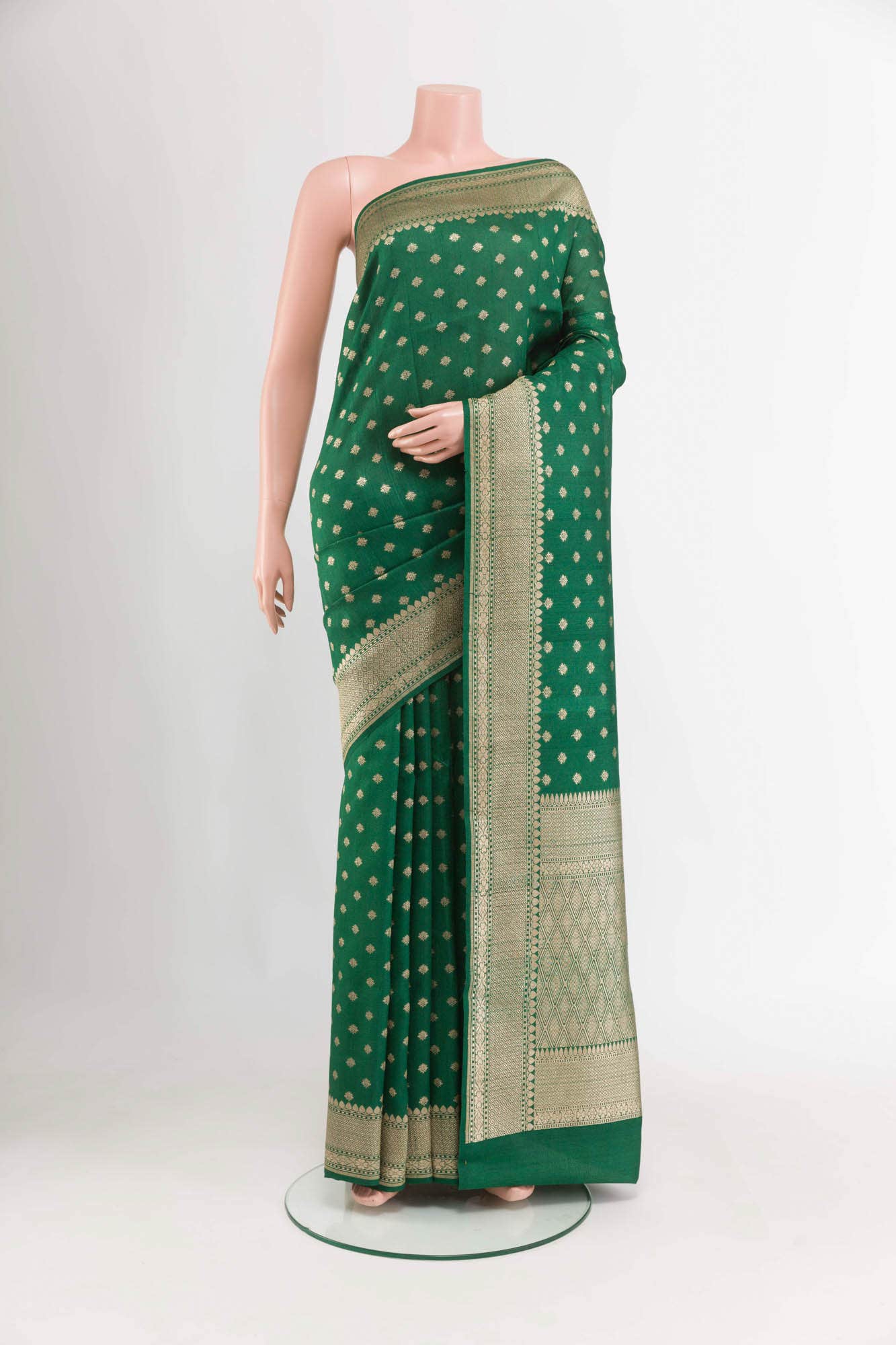 Green Banarasi Tussar Silk Saree
