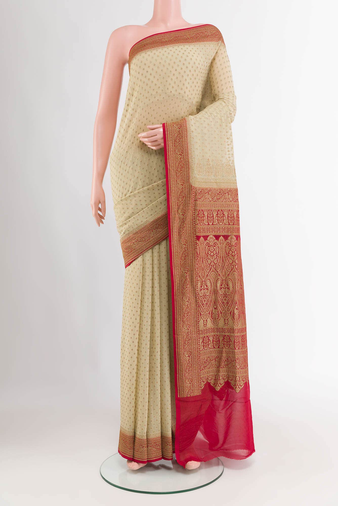 Beige Banarasi Georgette Saree