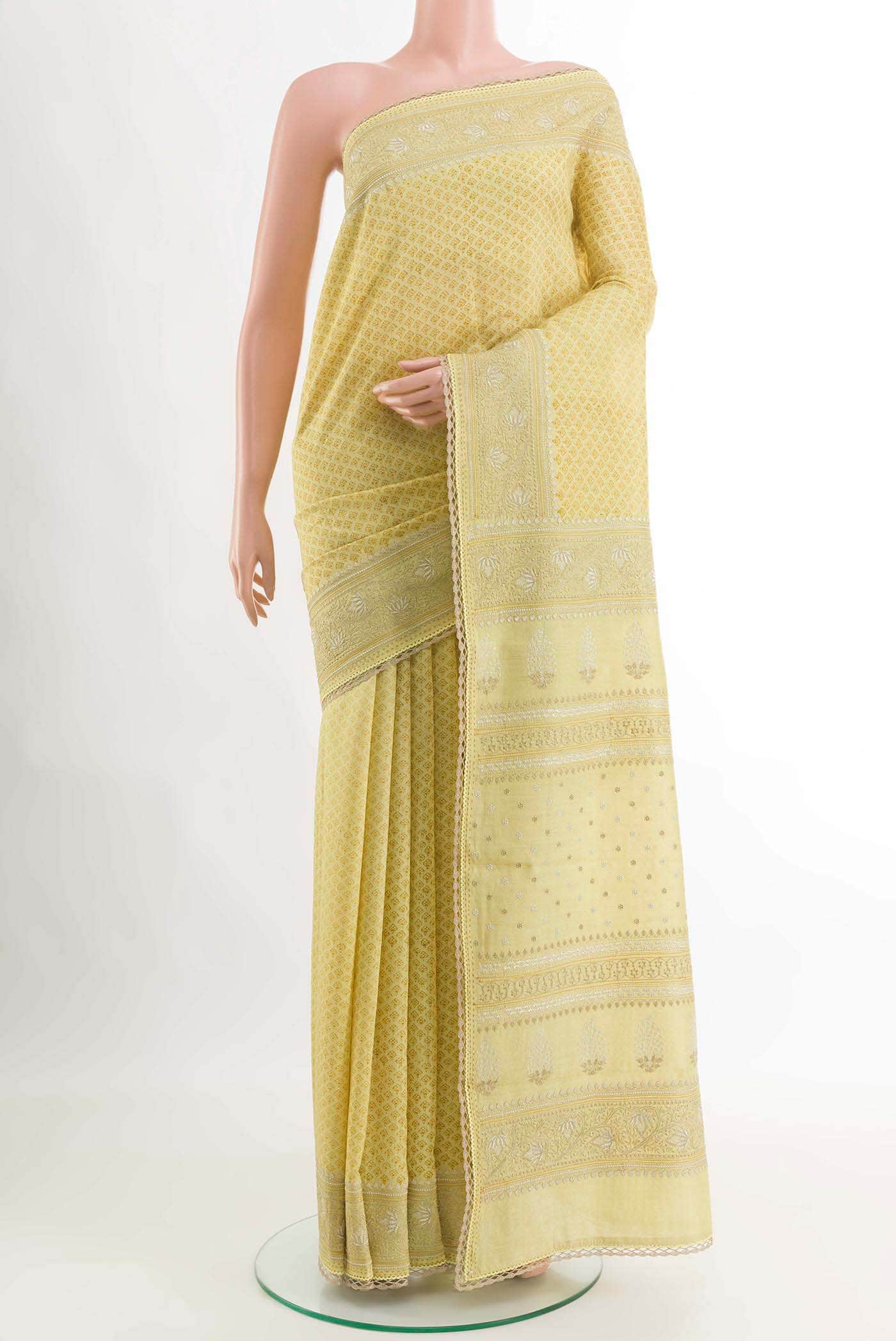 Yellow Tussar Silk Saree