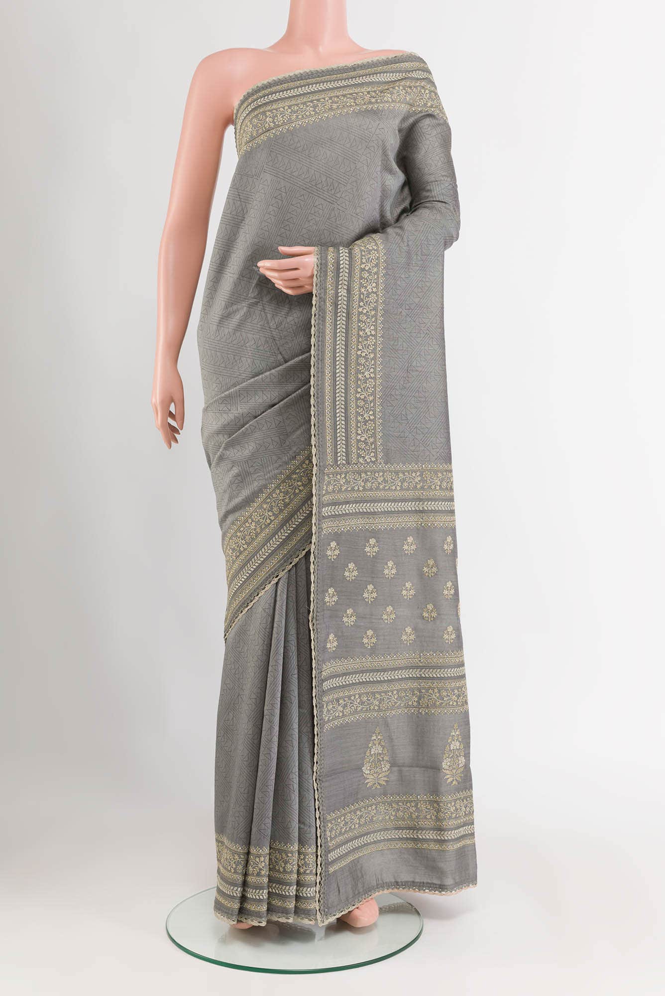 Grey Tussar Saree