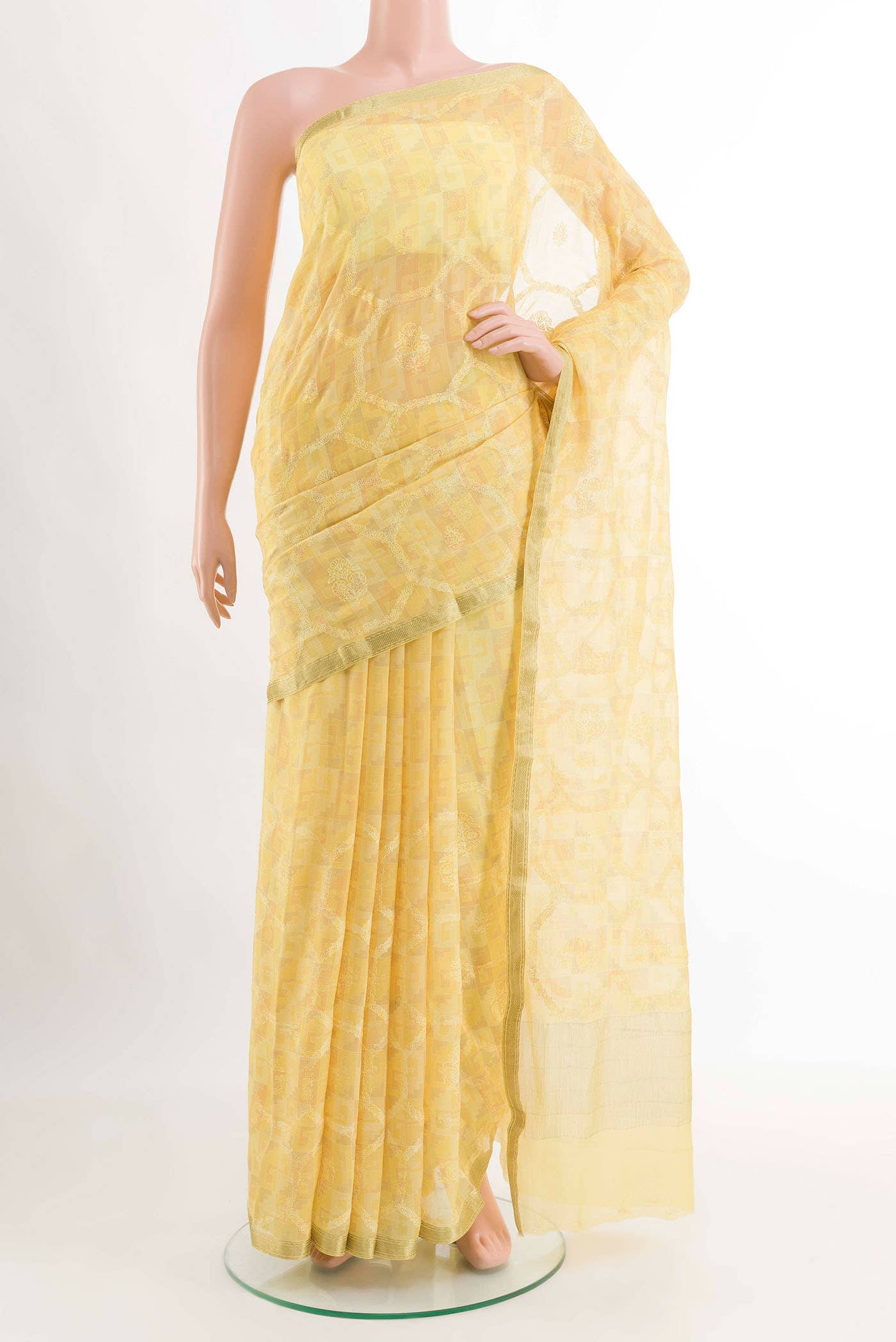 Yellow Chiffon Saree