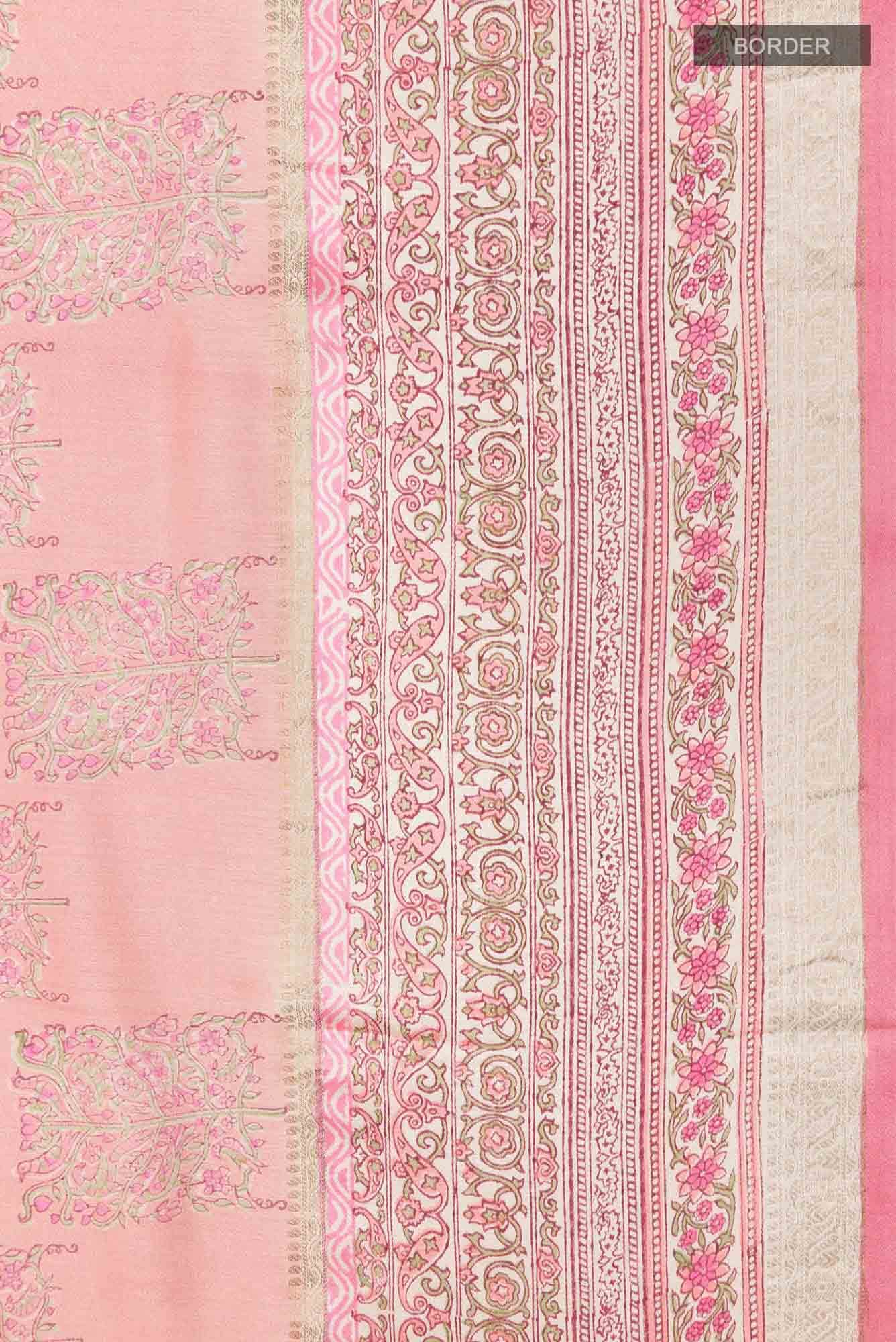 Pink Tussar Silk Saree
