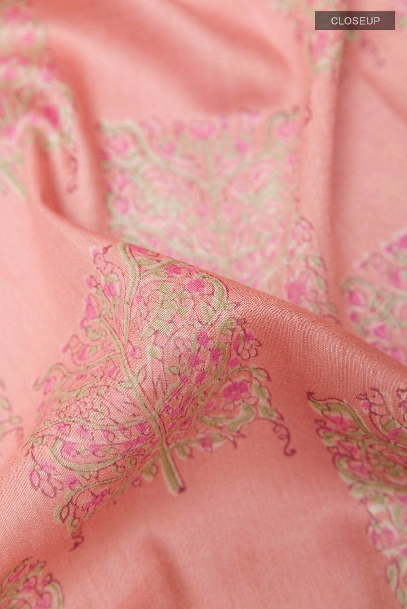 Pink Tussar Silk Saree