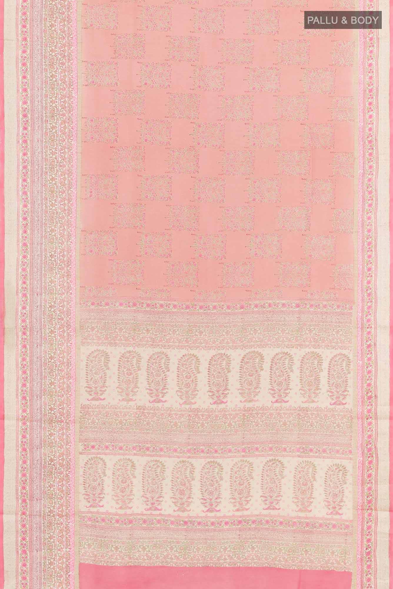 Pink Tussar Silk Saree