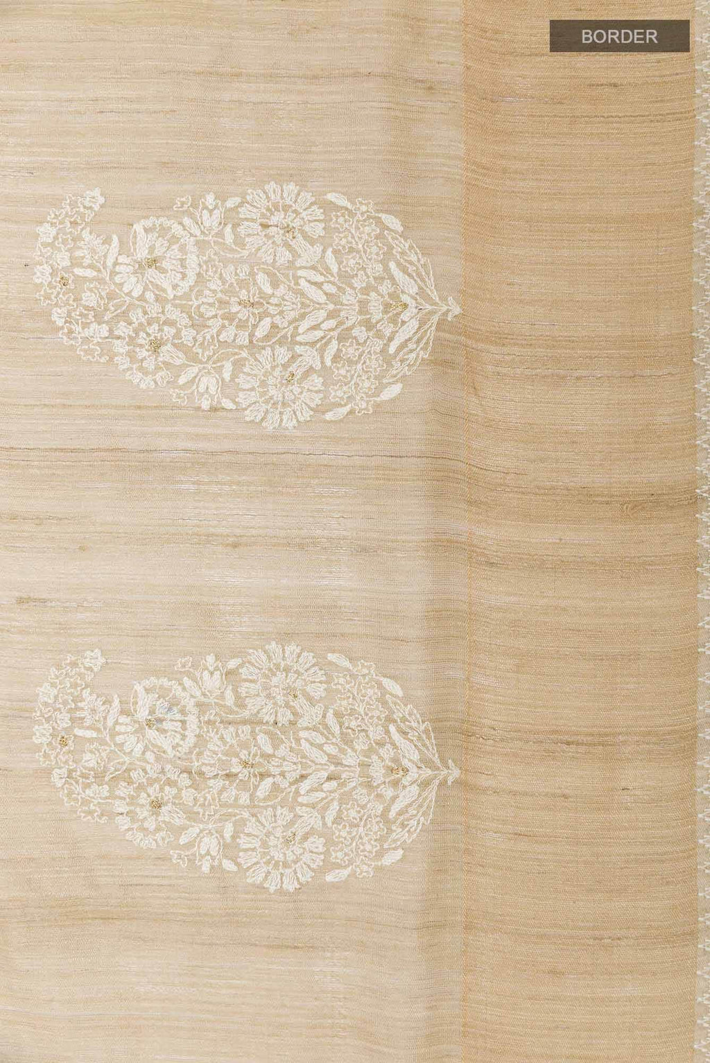 Beige Tussar Silk Saree