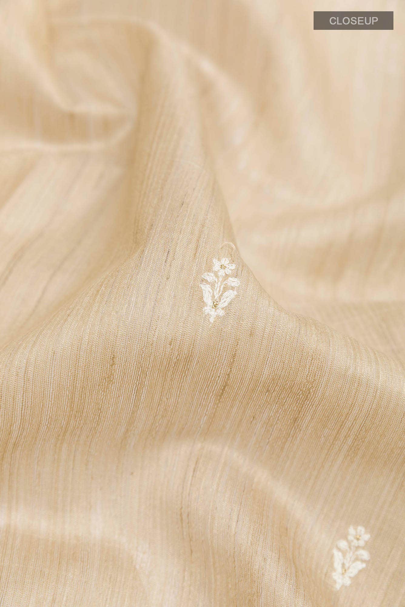 Beige Tussar Silk Saree